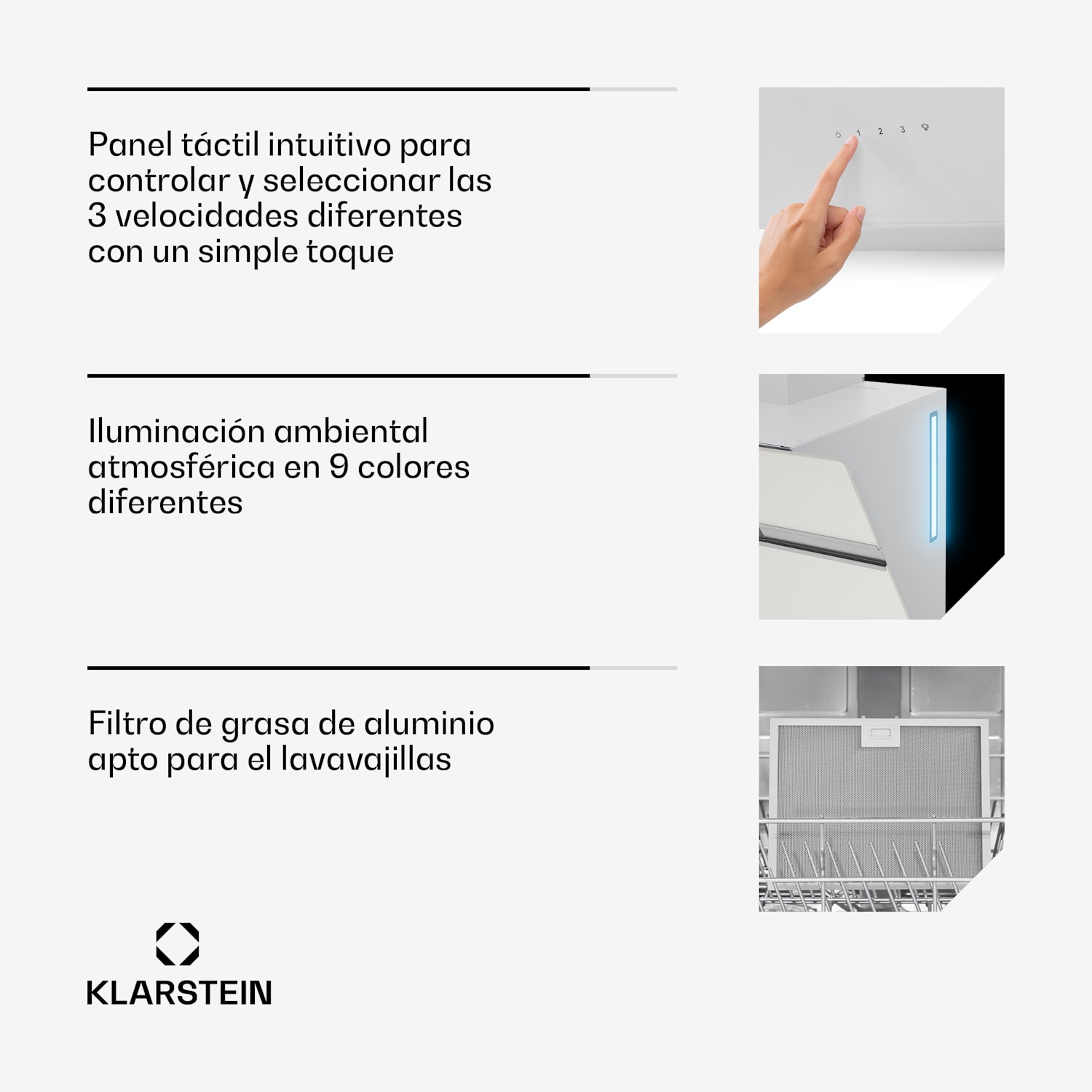 Campana extractora Alina | 60 cm | 600 m³/h | Silenciosa | EEC A 60 cm | Blanco