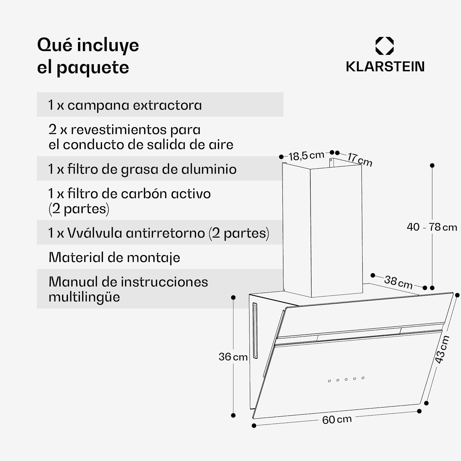 Campana extractora Alina | 60 cm | 600 m³/h | Silenciosa | EEC A 60 cm | Blanco
