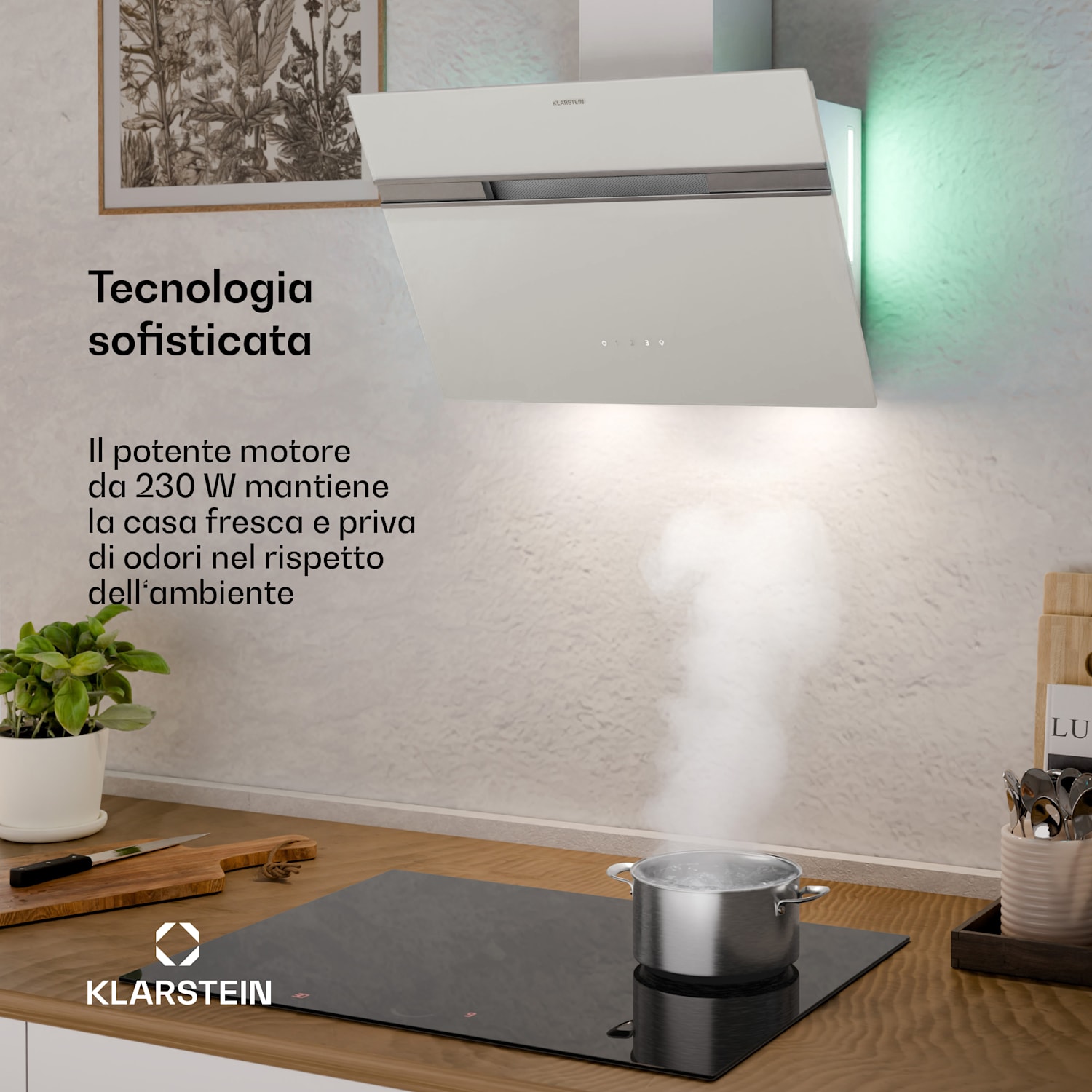 Alina - Cappa aspirante | 60 cm | 600 m³/ora | Silenziosa | Classe energetica A 60 cm | Bianco