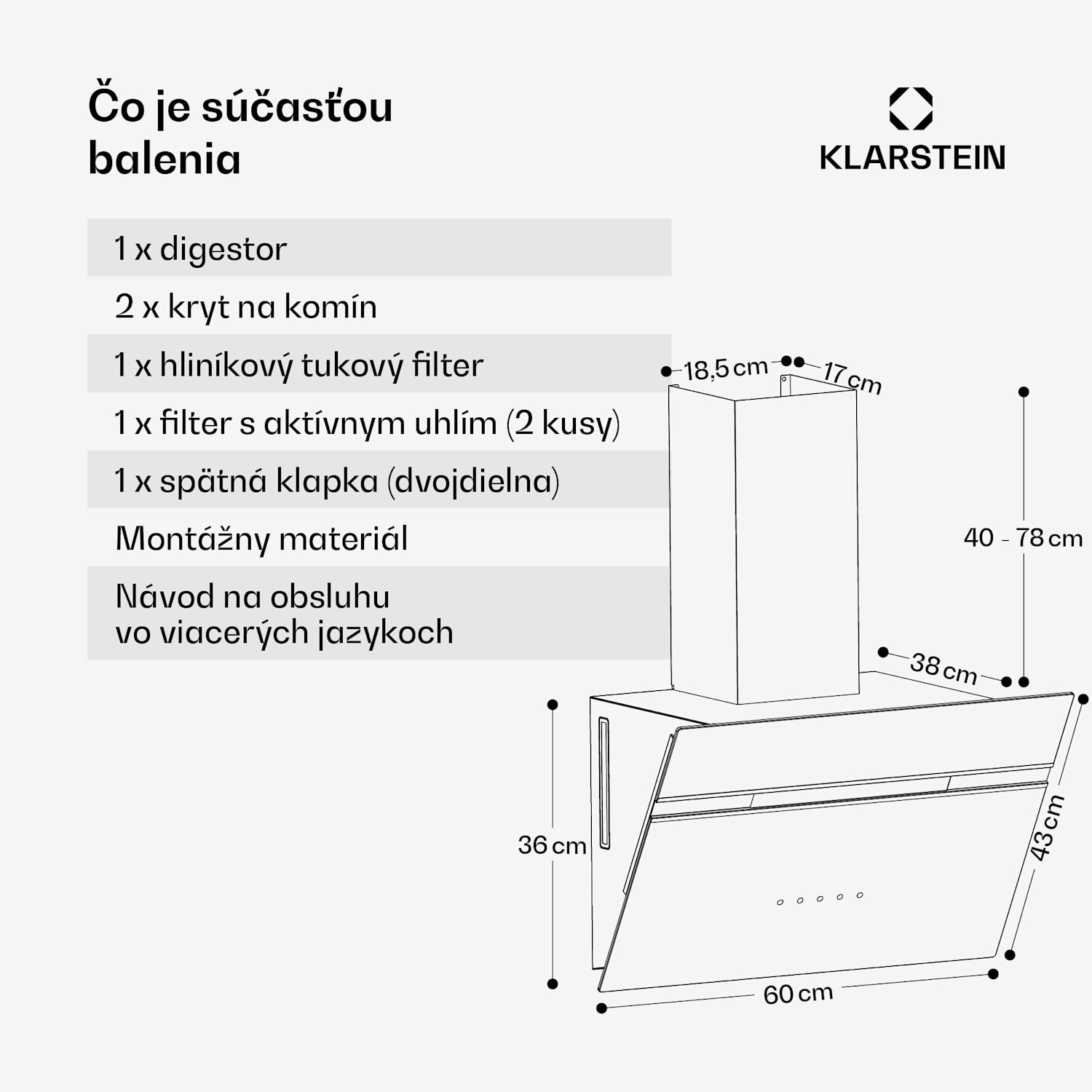 Alina digestor, 60 cm, 600 m³/h, Tichý, EEK A 60 cm | Biela