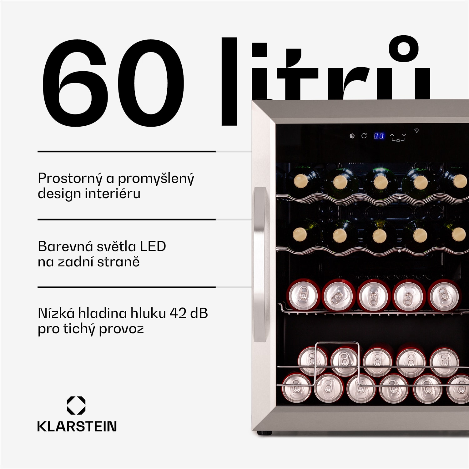 Coachella 65 Chytrá chladnička na nápoje, WiFi ovládání, Nerezové provedení, 60 l 60 litrů | Nerezová ocel