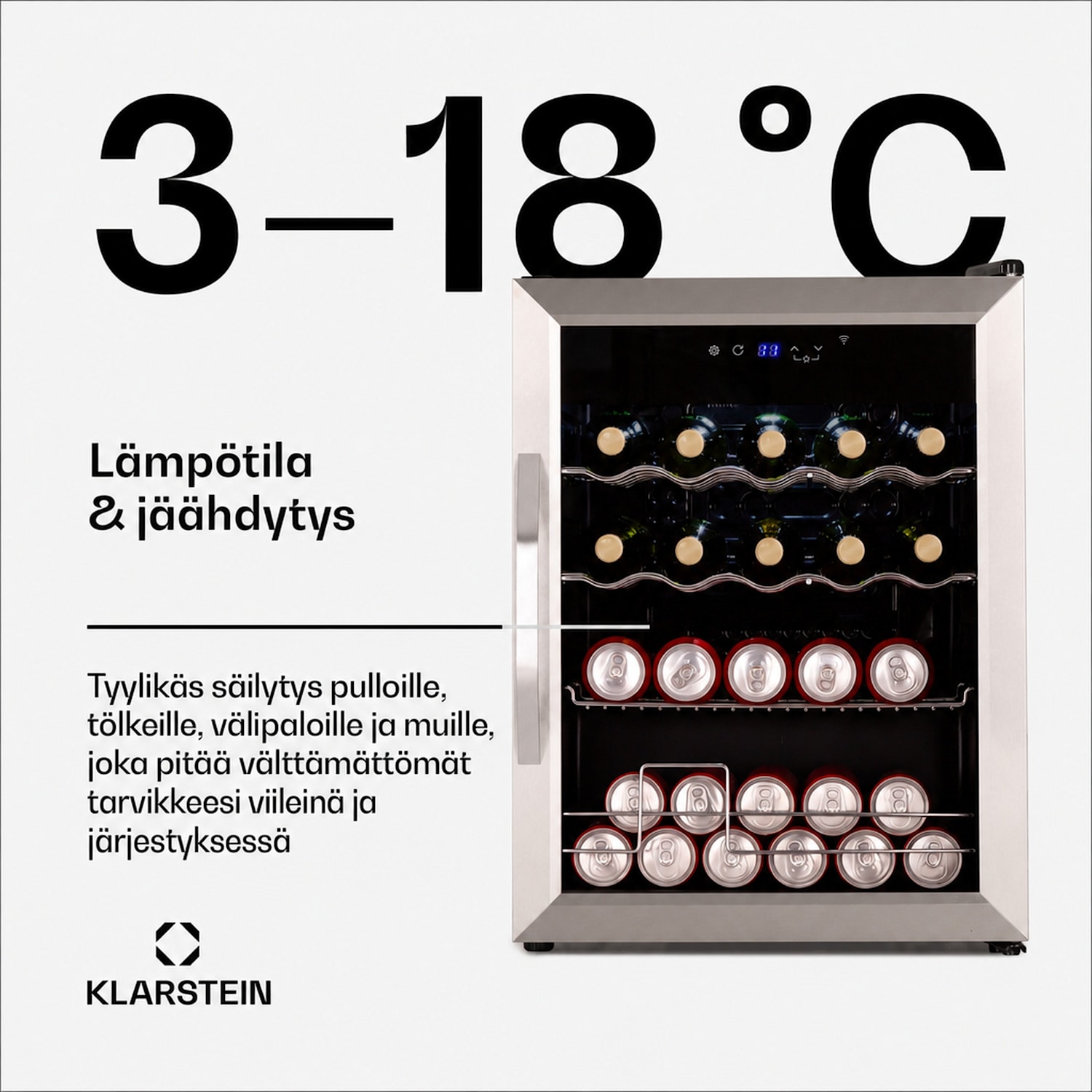 Coachella 60 Smart juomajääkaappi | WiFi-ohjaus | muotoilu ruostumattomasta teräksestä | 60 l 60 L | Hopea