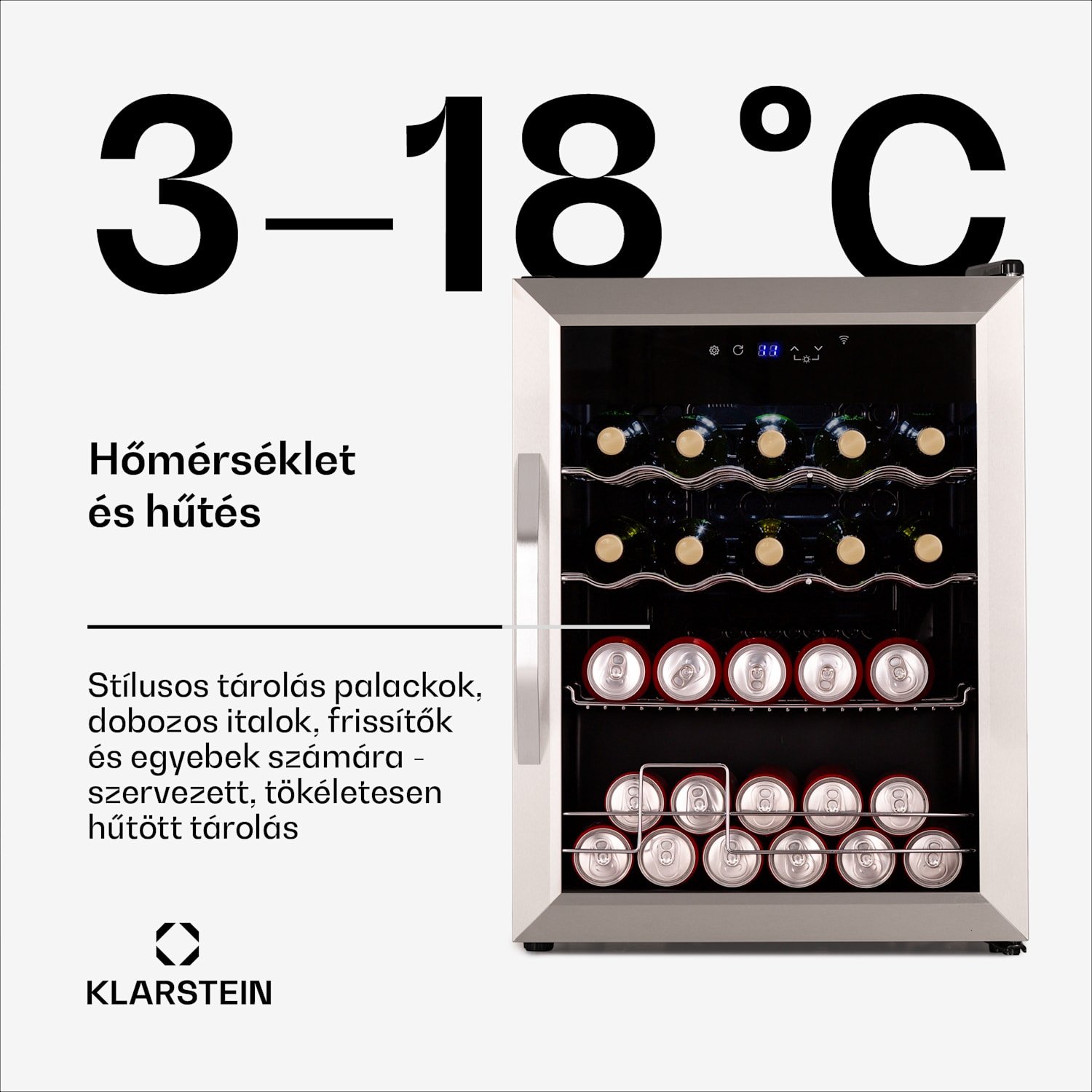 Coachella 65 Smart italhűtő, WiFi vezérlés, rozsdamentes acél kivitel, 60 l 60 Ltr | Rozsdamentes acél