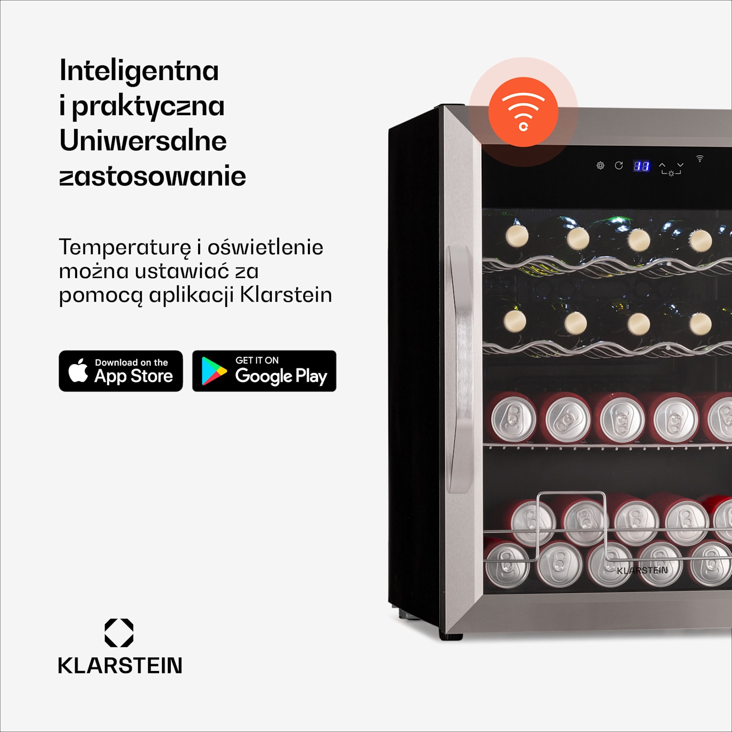 Coachella 65 Smart lodówka na napoje, Wi-Fi, stal nierdzewna, 60 l 60 Ltr | Stal nierdzewna