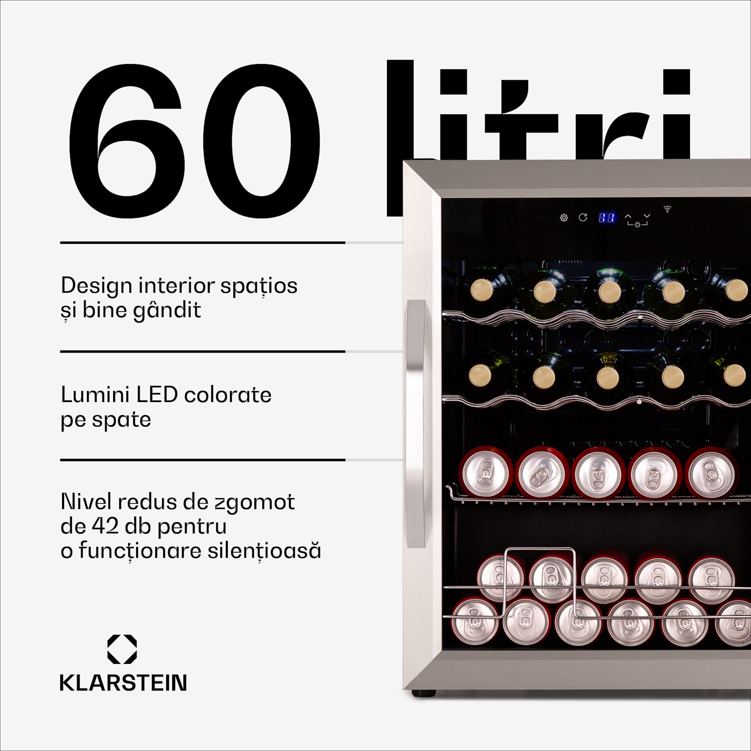 Coachella 65 Frigider inteligent pentru băuturi, Control WiFi, Design din oțel inoxidabil, 60 l 60 Ltr | Oțel inoxidabil