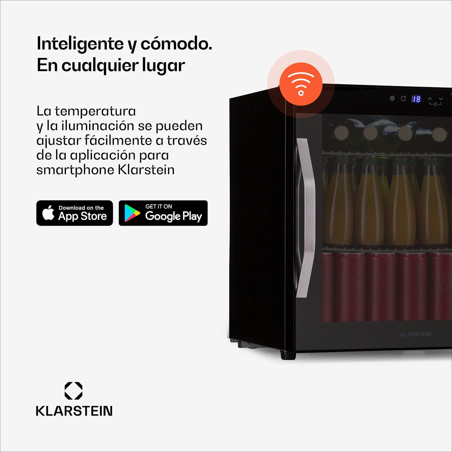 Nevera Coachella 50 Onyx 47 litros función wifi retroiluminada acero inoxidable 50 L | Negro