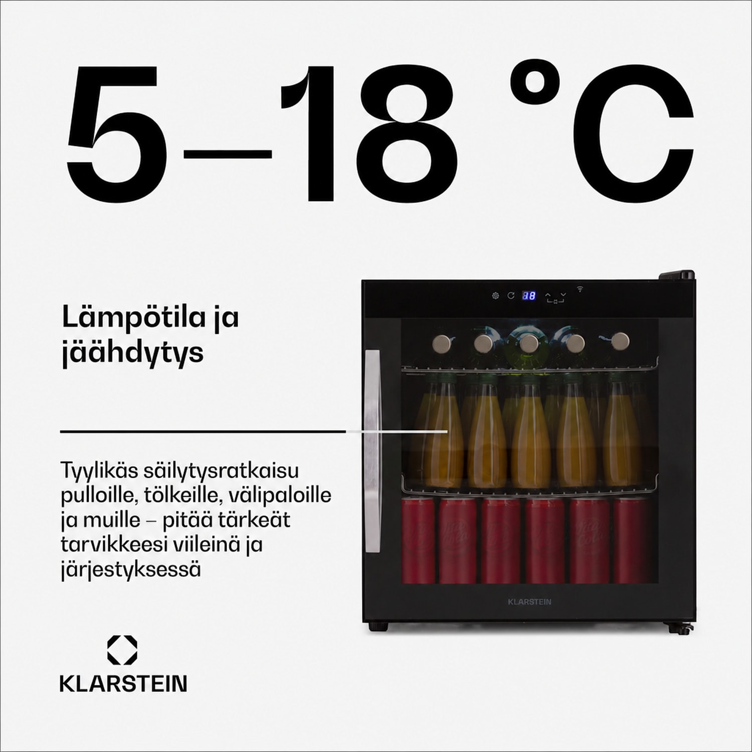 Coachella 50 Onyx -jääkaappi 47 litraa WiFi-toiminto taustavalo ruostumaton teräs 47 l | Musta