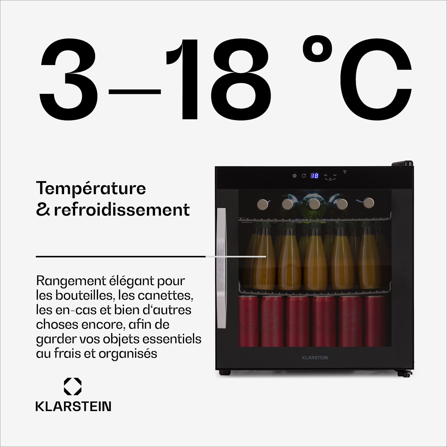 Coachella 50 Onyx réfrigérateur 47 litres Fonction WiFi Rétroéclairage 50 L | Noir