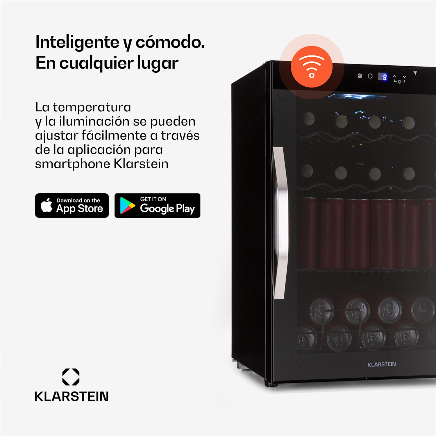 Nevera inteligente Coachella 60 | Wifi | LED | 3 estantes | retroiluminación | CEE E 60 L | Negro