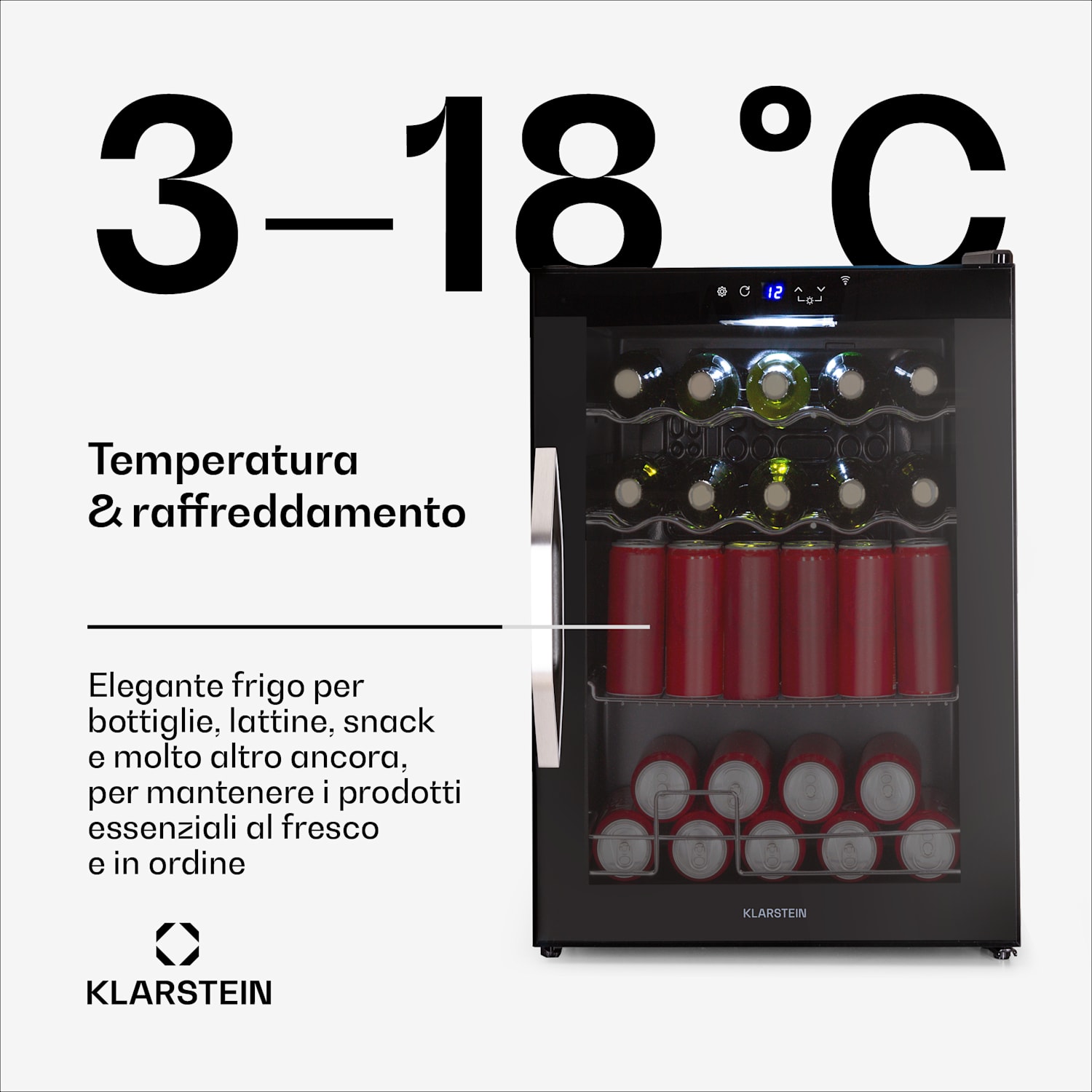 Coachella 60 Smart - Frigorifero | WiFi | LED | 3 ripiani | Retroilluminazione | Classe energetica E 60 Ltr | Nero