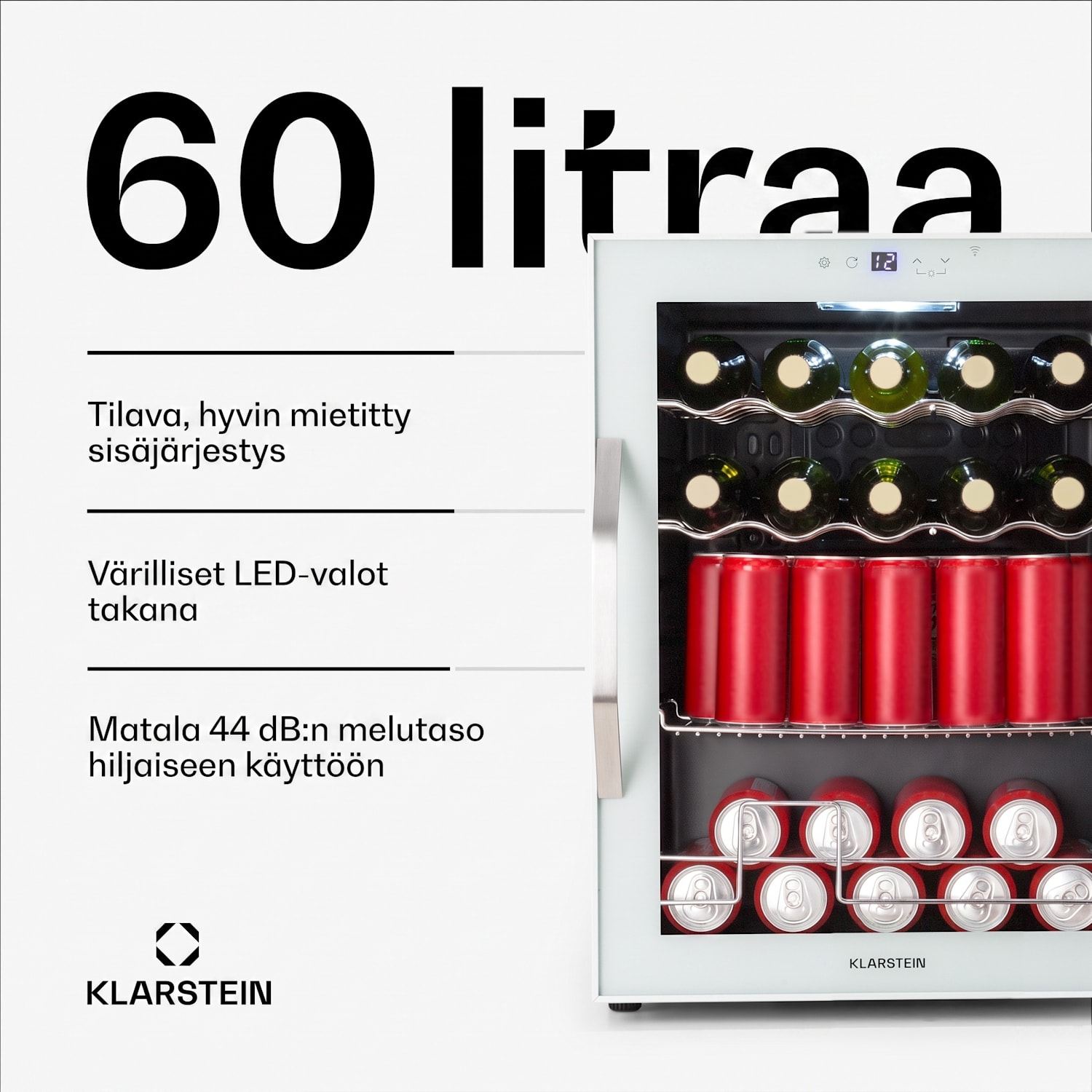 Coachella 60 Smart jääkaappi | WiFi | LED | 3 hyllyä | taustavalaistus | energiatehokkuusluokka E 60 l | Valkoinen