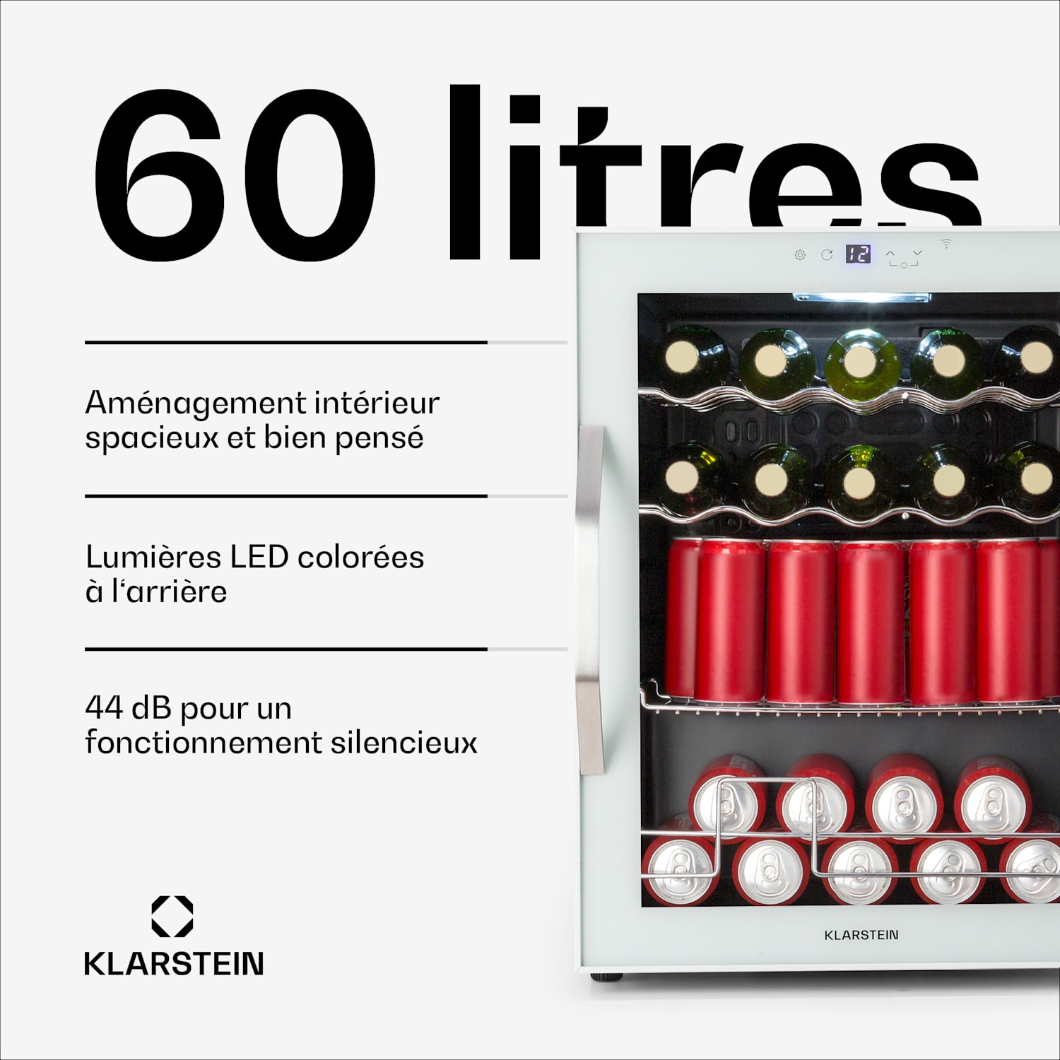 Coachella 60 Smart koelkast | wifi | led | 3 schappen | achtergrondverlichting | EEK E 60 ltr | Wit