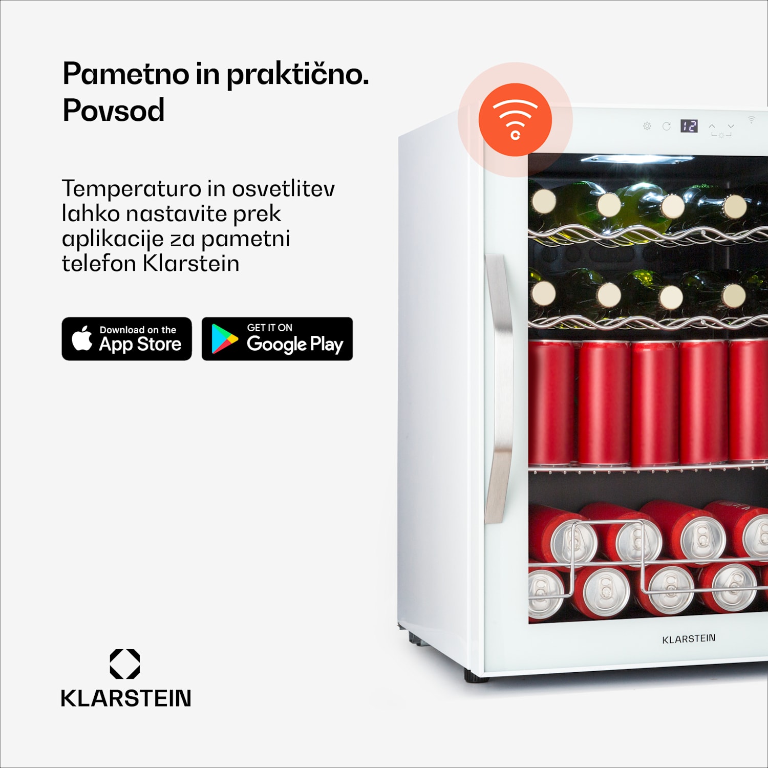 Coachella 60 Smart hladilnik, Wifi, LED, 3 police, Osvetlitev, EEK E 60 Ltr | Bela