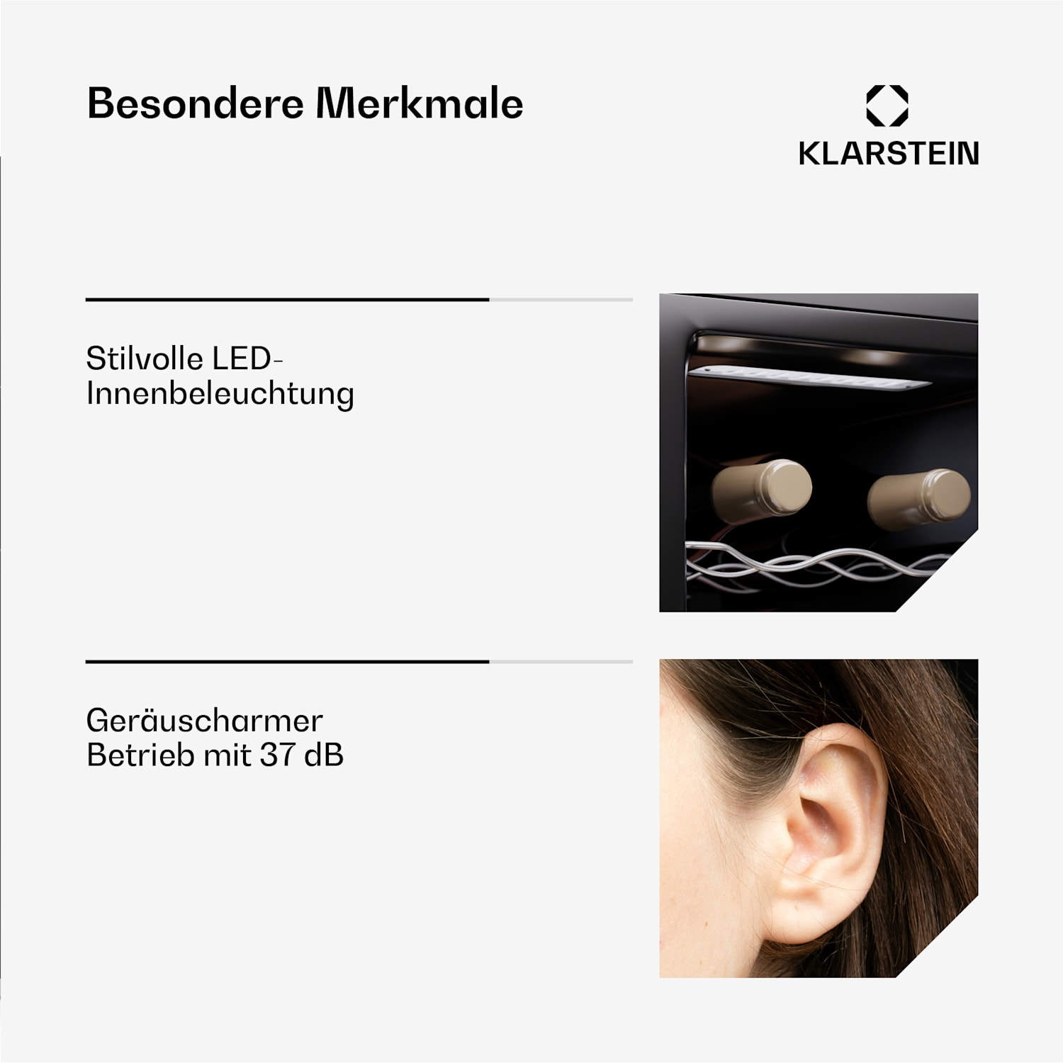 Silent Vino 12 Uno Slim Weinkühlschrank 30 L / 12 Fl 5-18 °C Touch 30 Ltr | 1 Kühlzone | Schwarz