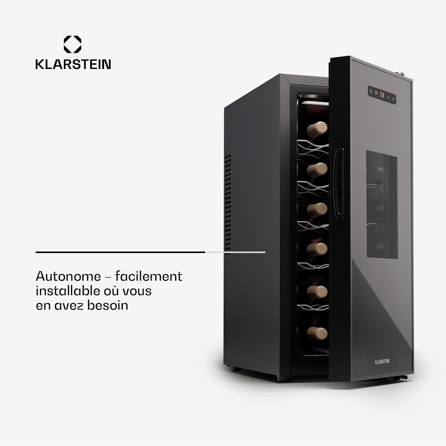 Silent Vino 12 Uno Slim cave à vin 30 L / 12 Bt 5-18 °C Tactile 30 L | 1 zone de conservation | Noir