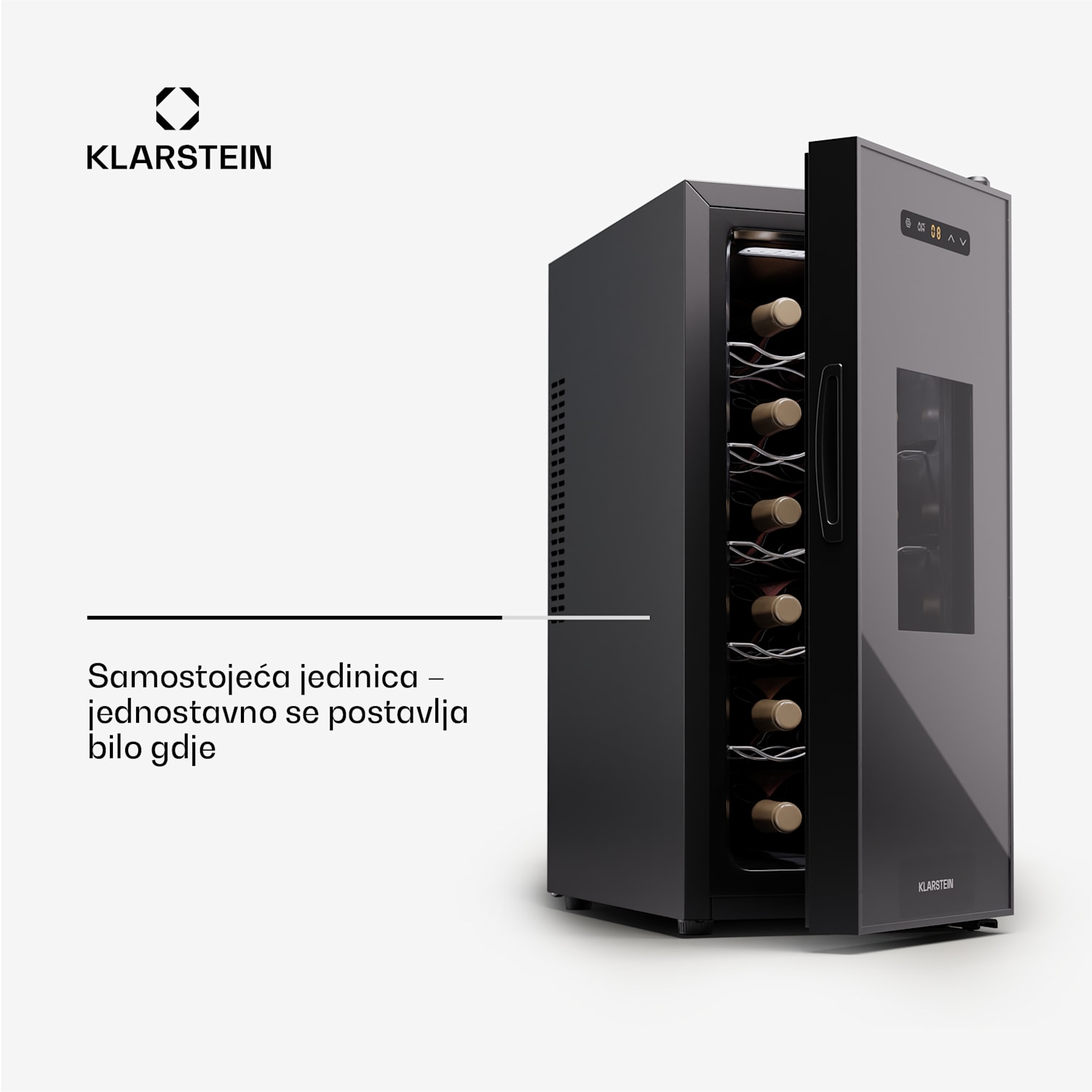 Silent Vino 12 Uno Slim, hladnjak za vino, 30 l / 12 boca, 5-18 °C, na dodir 30 Ltr | 1 | Crna