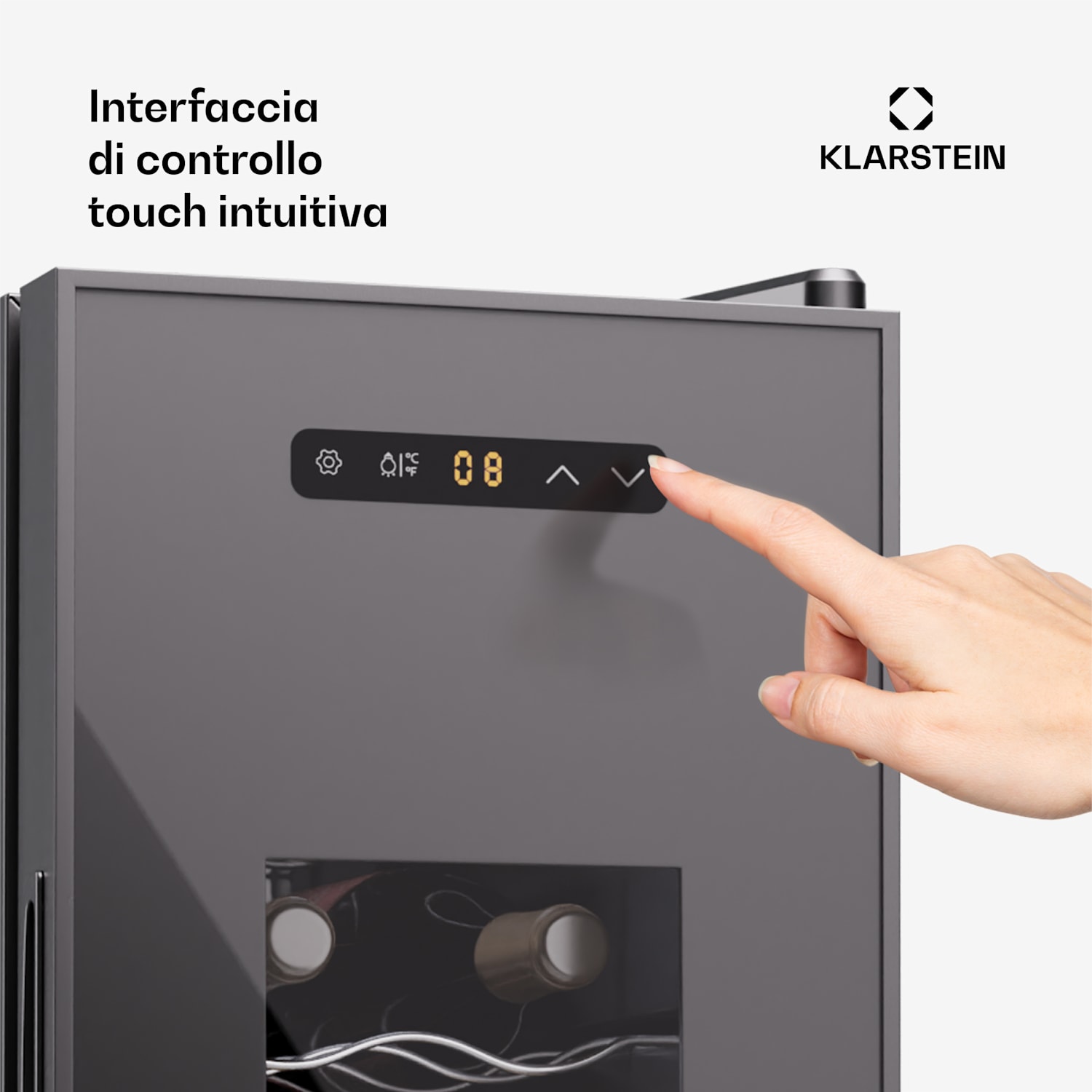 Silent Vino 12 Uno Slim cantinetta vino, 30 l / 12 bottiglie, 5-18 °C, touch 30 Ltr | 1 zona di raffreddamento | Nero