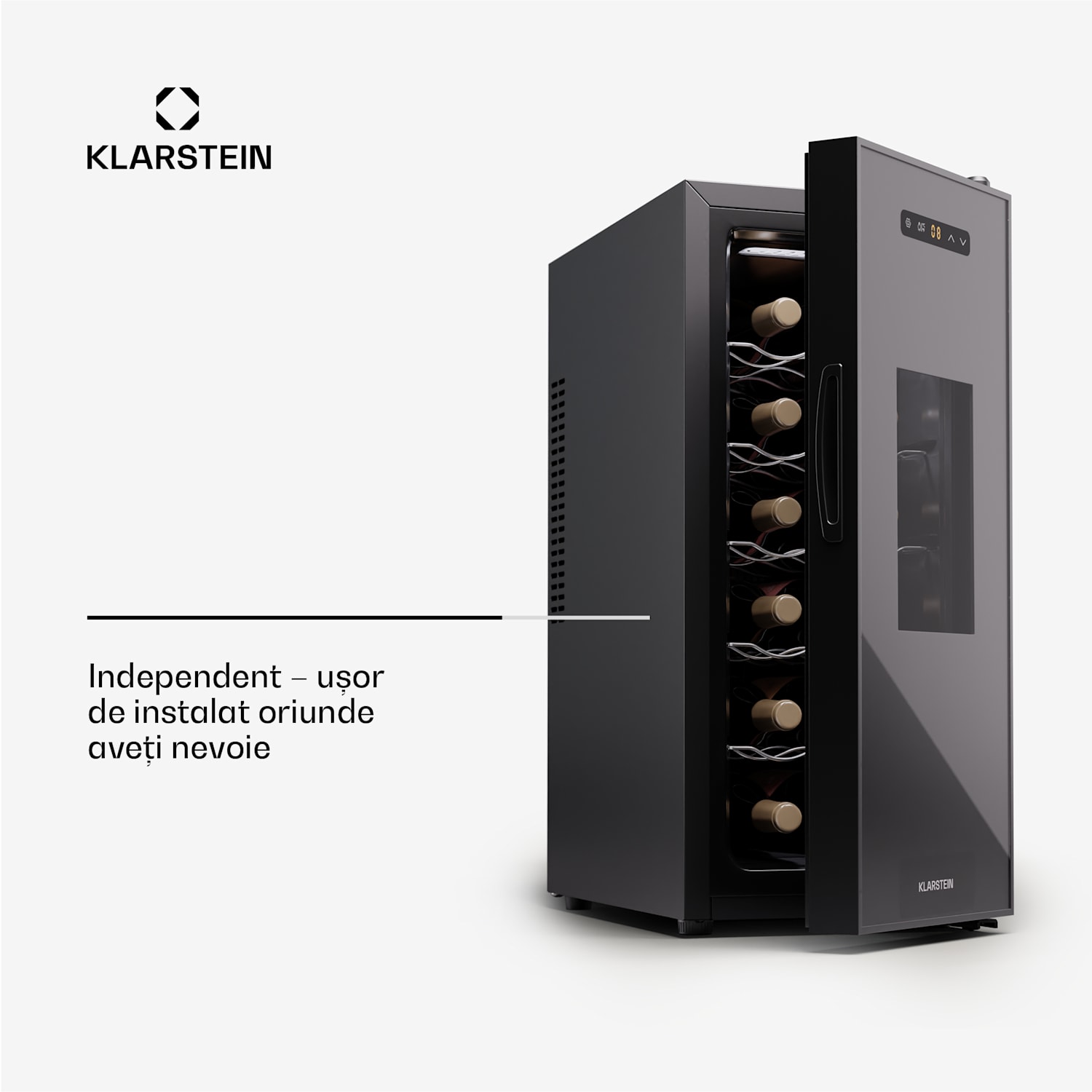 Silent Vino 12 Uno Slim, răcitor de vinuri, 30 l / 12 sticle, 5-18 °C, tactil 30 Ltr | 1 | Negru