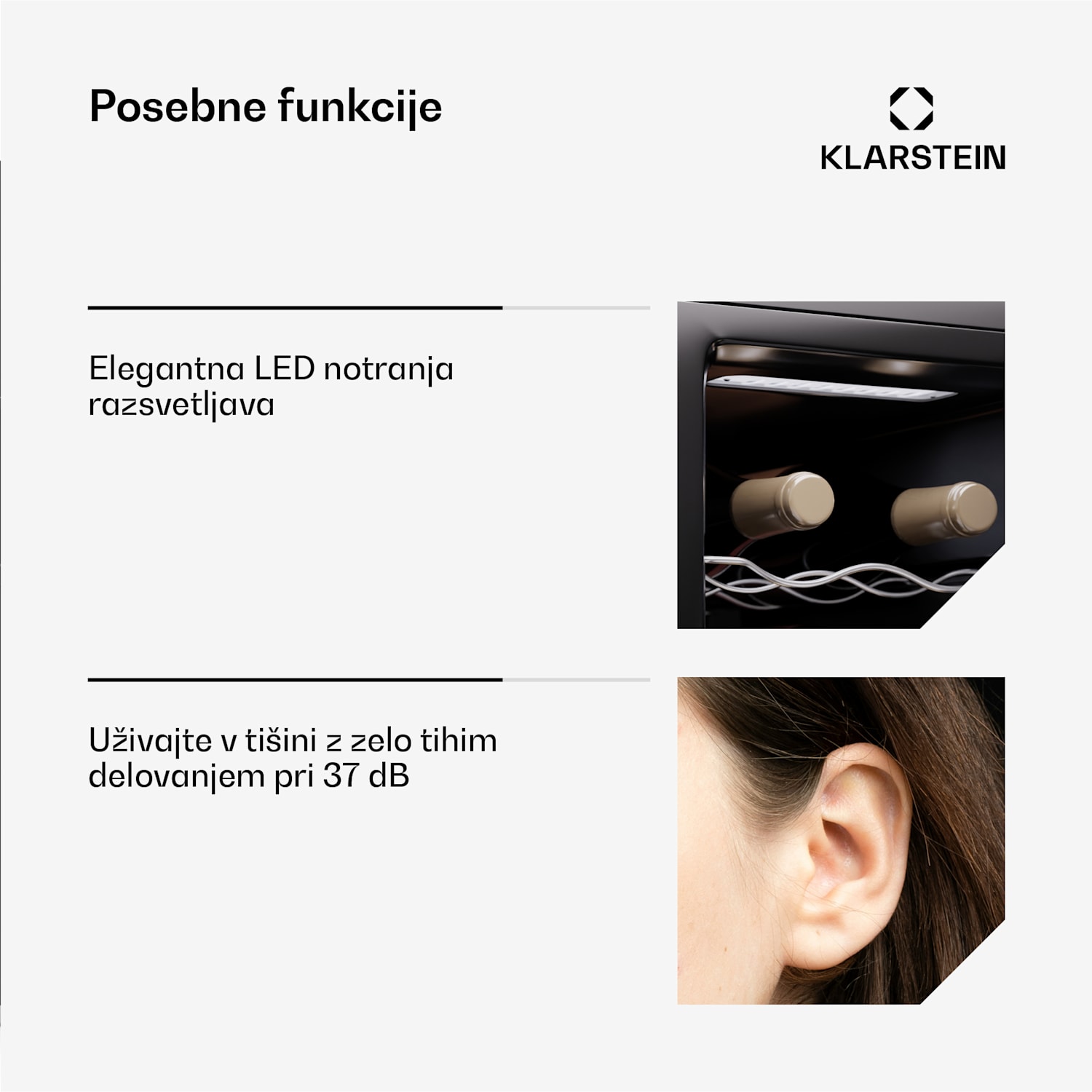 Silent Vino 12 Uno Slim hladilnik za vino 30 l / 12 steklenic 5-18 °C Na dotik 30 Ltr | 1 | Črna