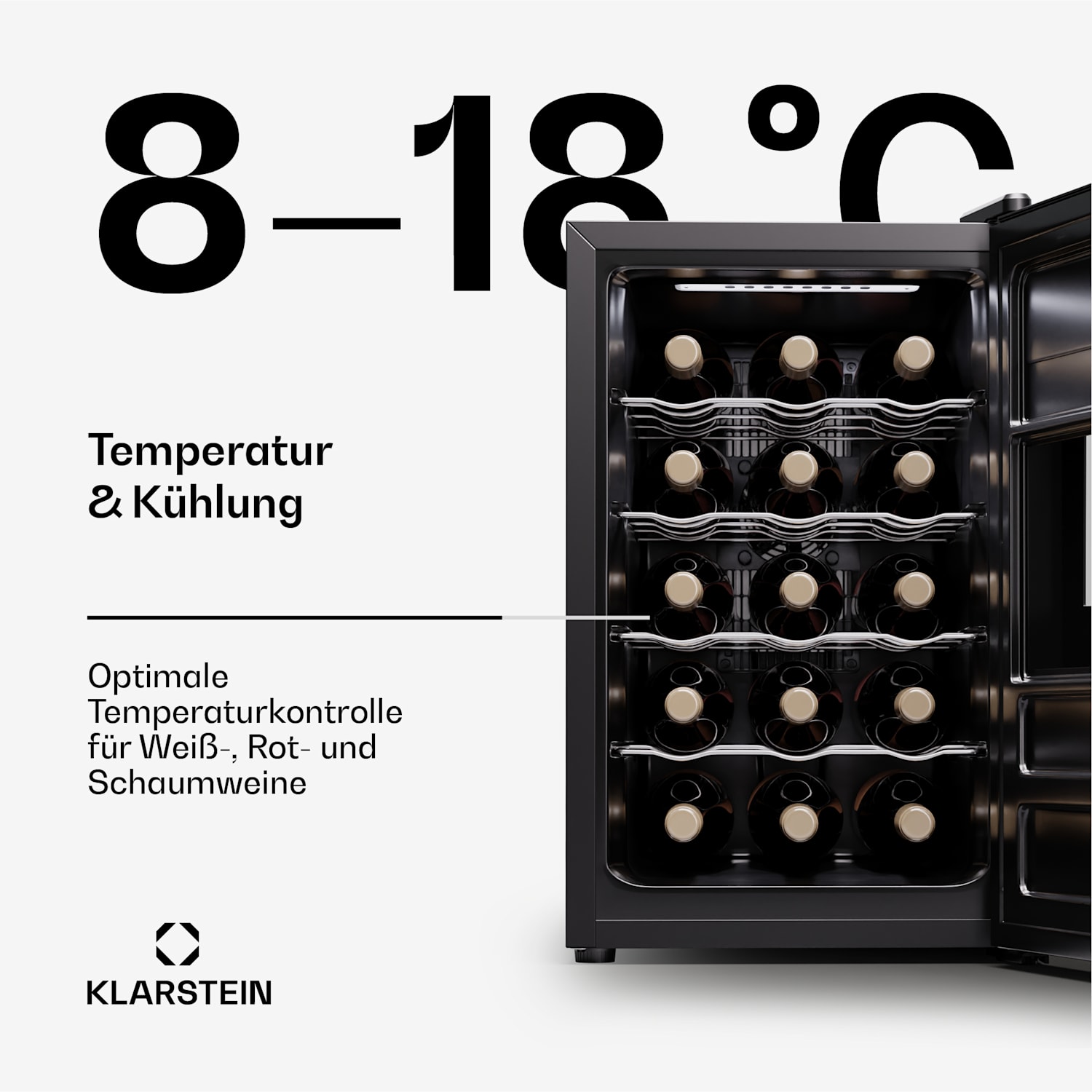 Silent Vino 15 Uno Weinkühlschrank 39 L / 15 Fl 5-18 °C Touch 39 Ltr | 1 Kühlzone | Schwarz