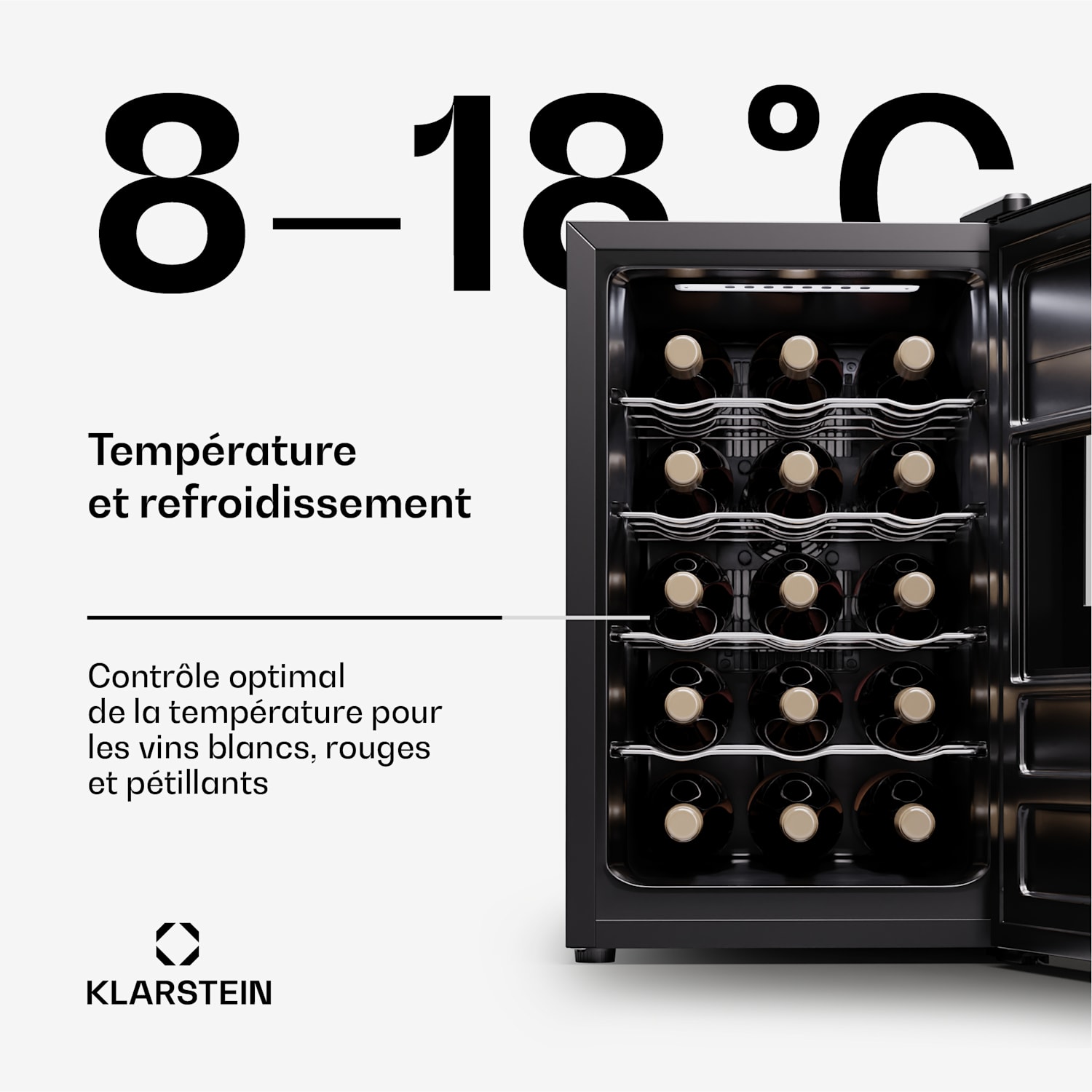 Silent Vino 15 Uno wijnkoelkast 39 l / 15 fl 5-18 °C touch 39 Ltr | 1 koelzone | Zwart