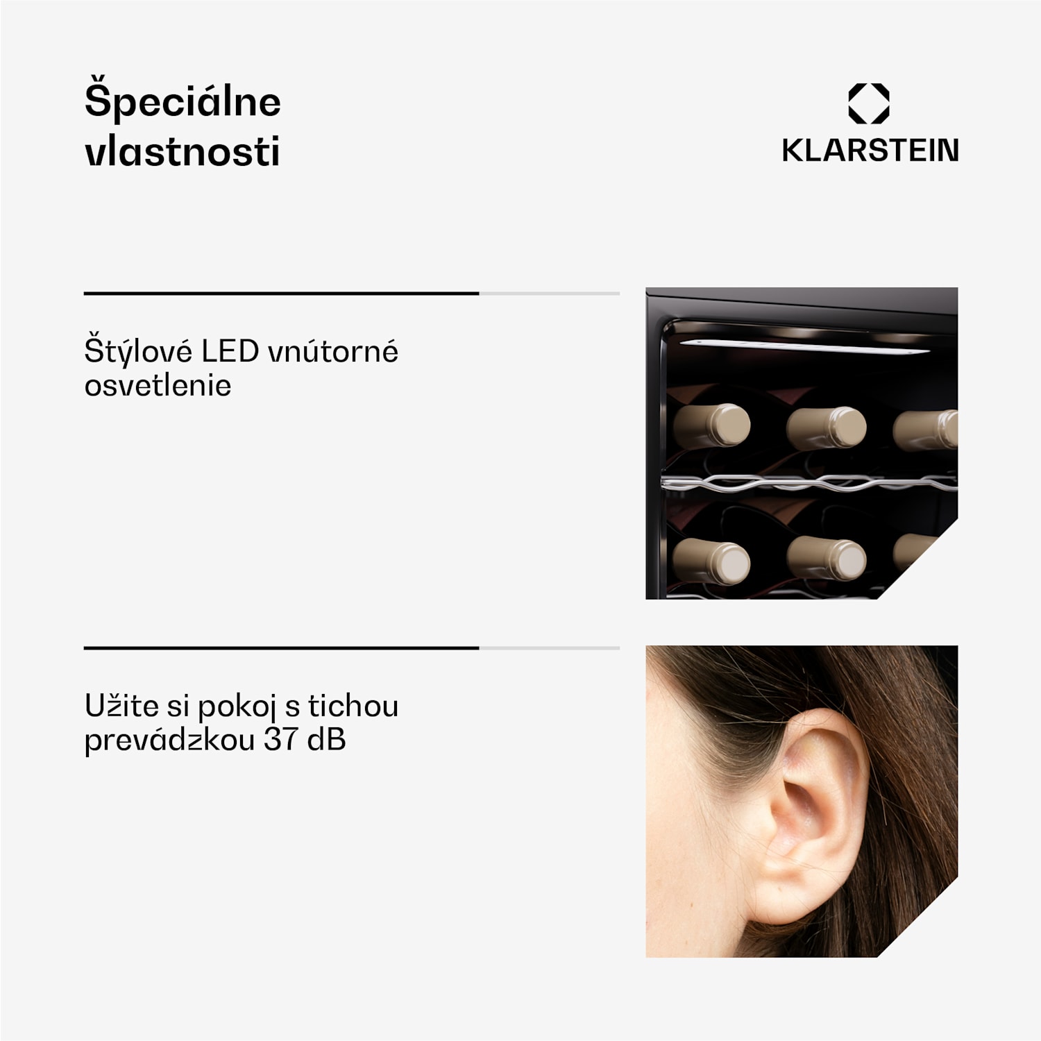 Silent Vino 15 Uno Chladnička na víno 39 l / 15 fliaš 5-18 °C Dotyková 39 Ltr | 1 chladiaca zóna | Čierna