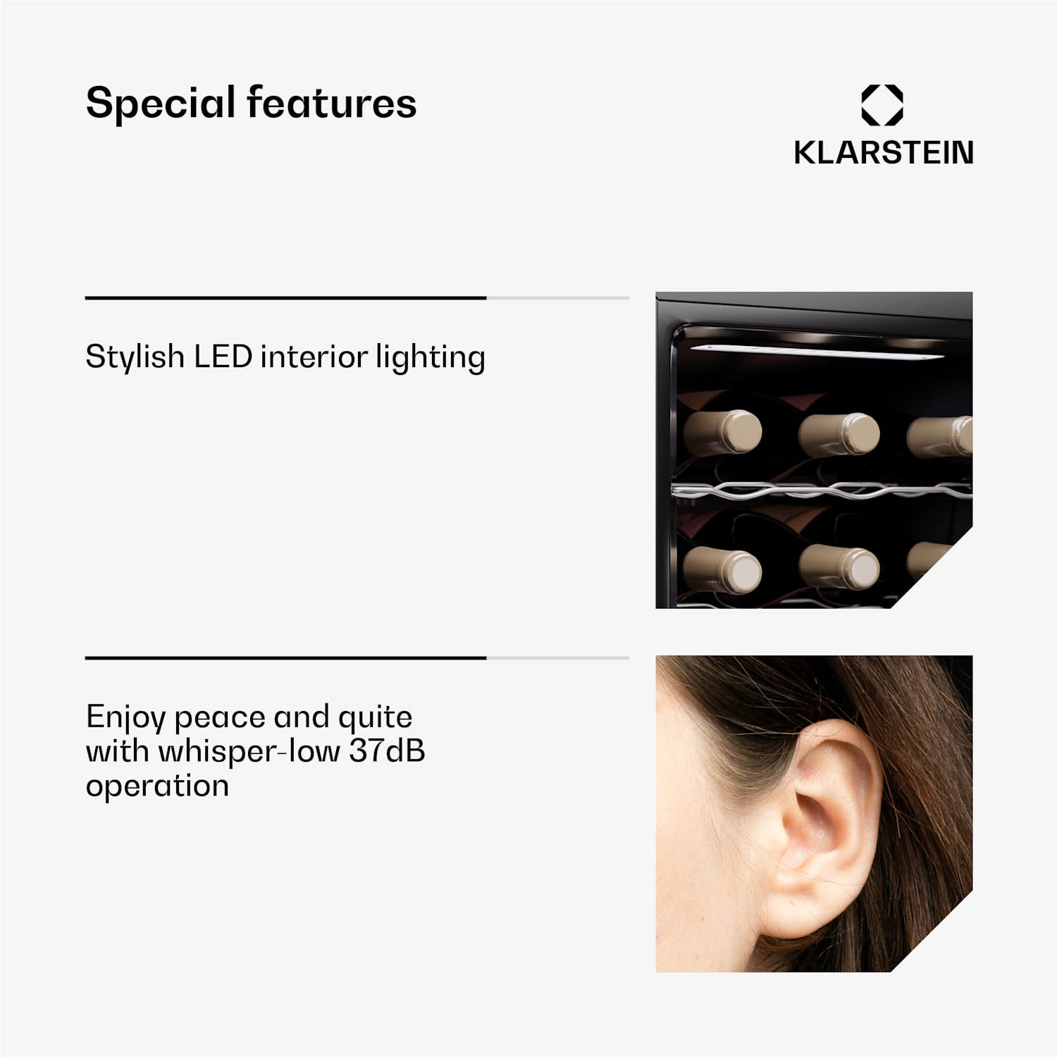 Silent Vino 15 Uno wijnkoelkast 39 l / 15 fl 5-18 °C touch 39 Ltr | 1 koelzone | Zwart