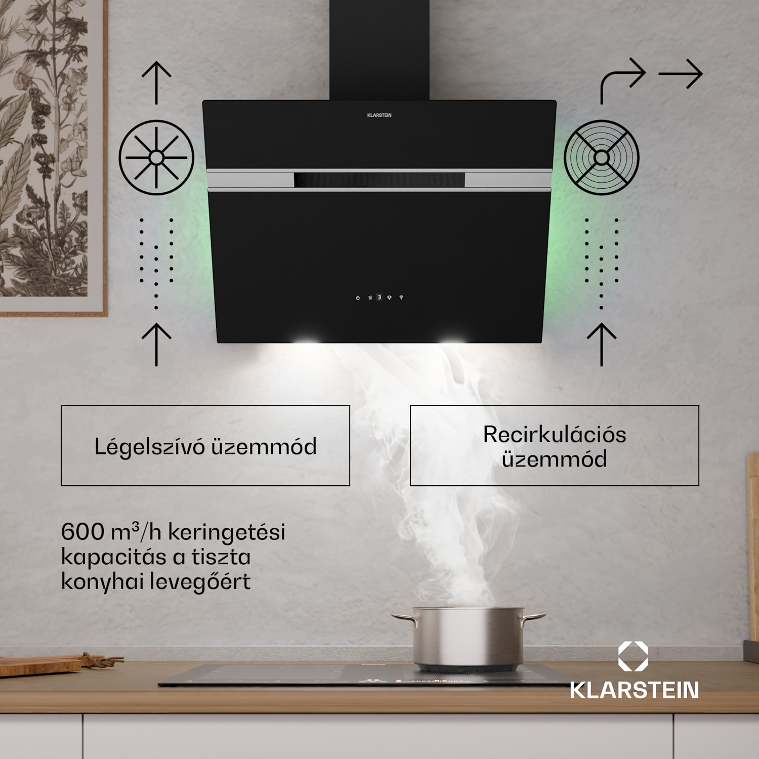 Alina páraelszívó, 60 cm, Okos, 600 m³/h, Csendes, EEK A 