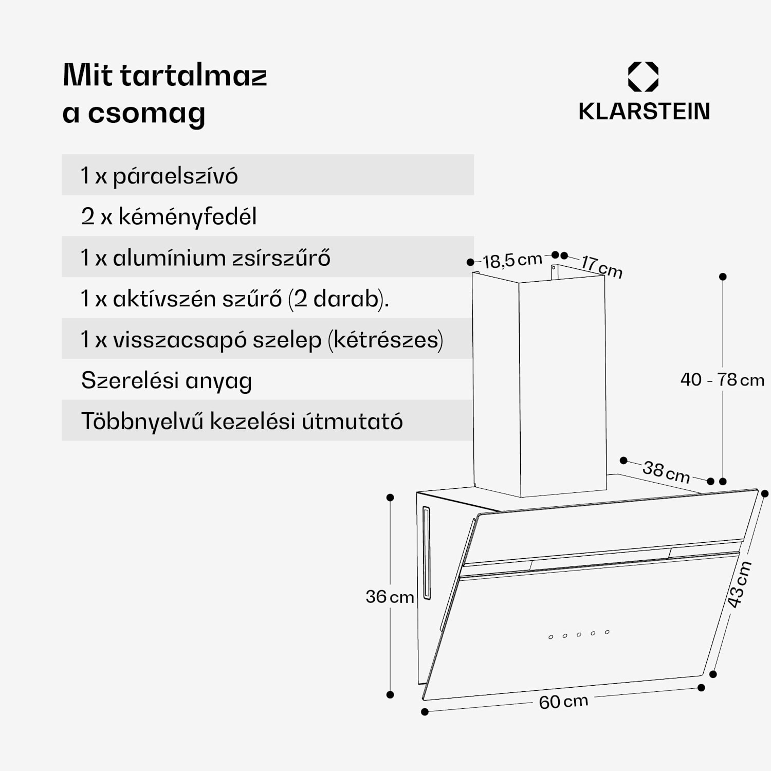 Alina páraelszívó, 60 cm, Okos, 600 m³/h, Csendes, EEK A 