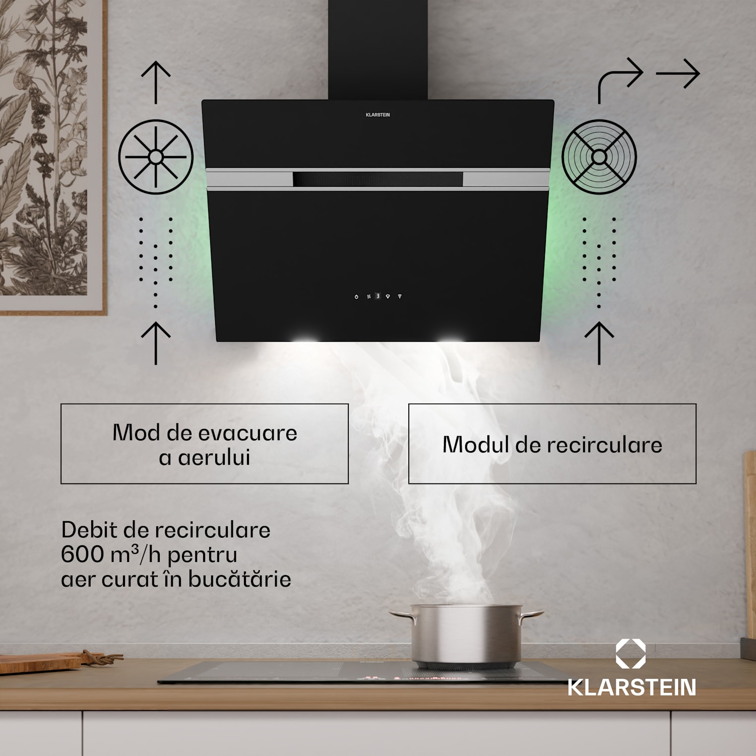 Hota Alina, 60 cm, Smart, 600 m³/h, Silențioasă, EEC A 