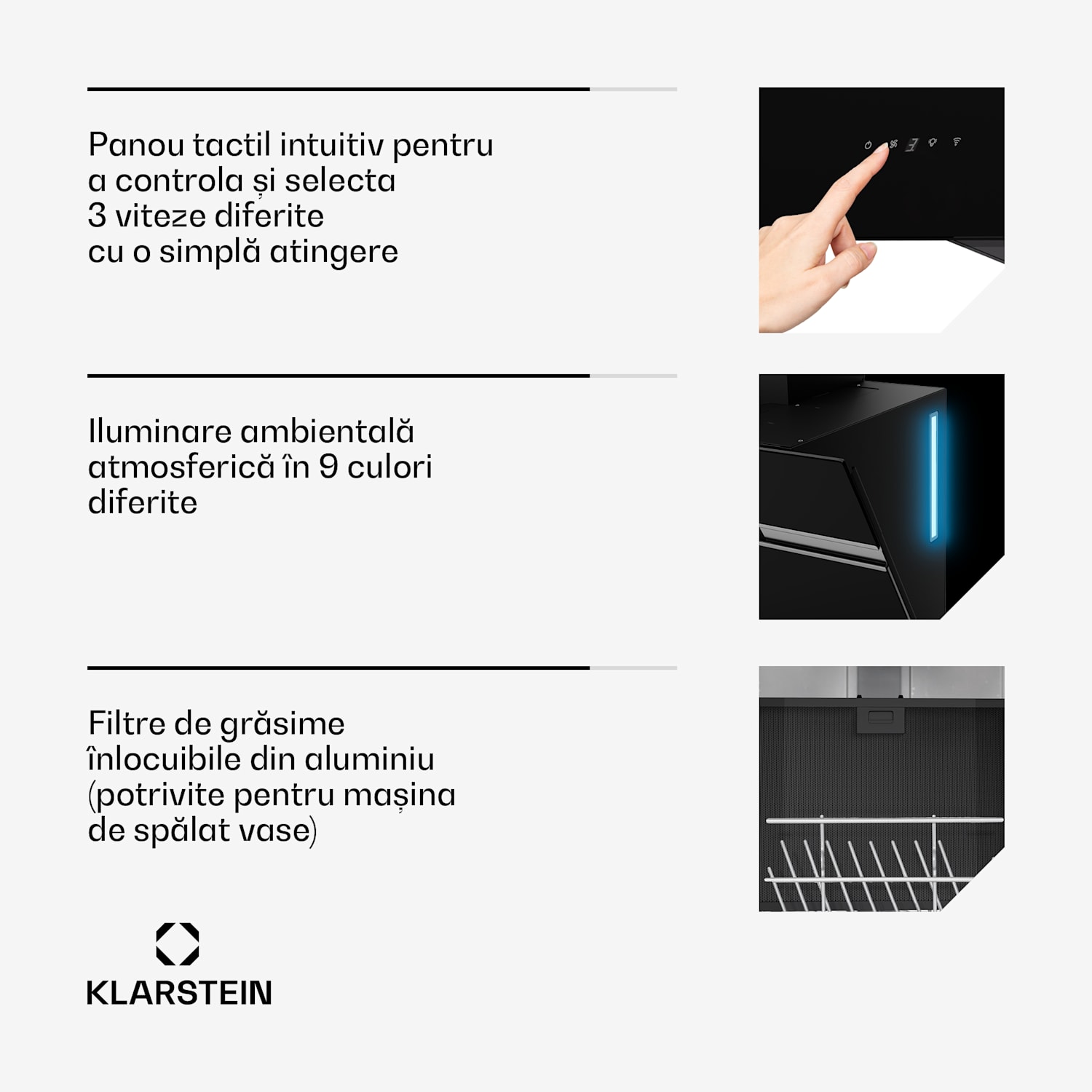 Hota Alina, 60 cm, Smart, 600 m³/h, Silențioasă, EEC A 