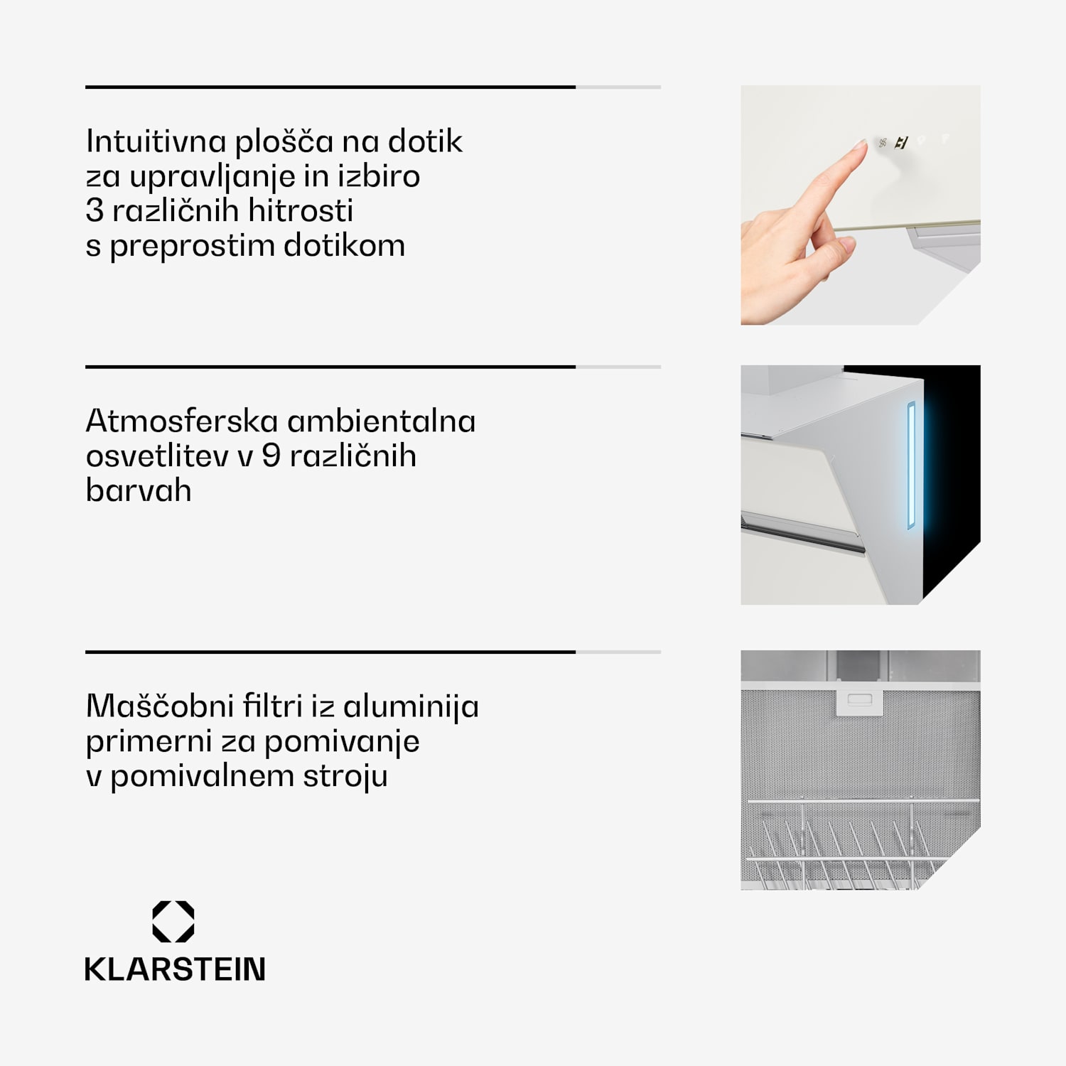 Alina napa, 60 cm, Pametna, 600 m³/h, Tiha, EEK A 