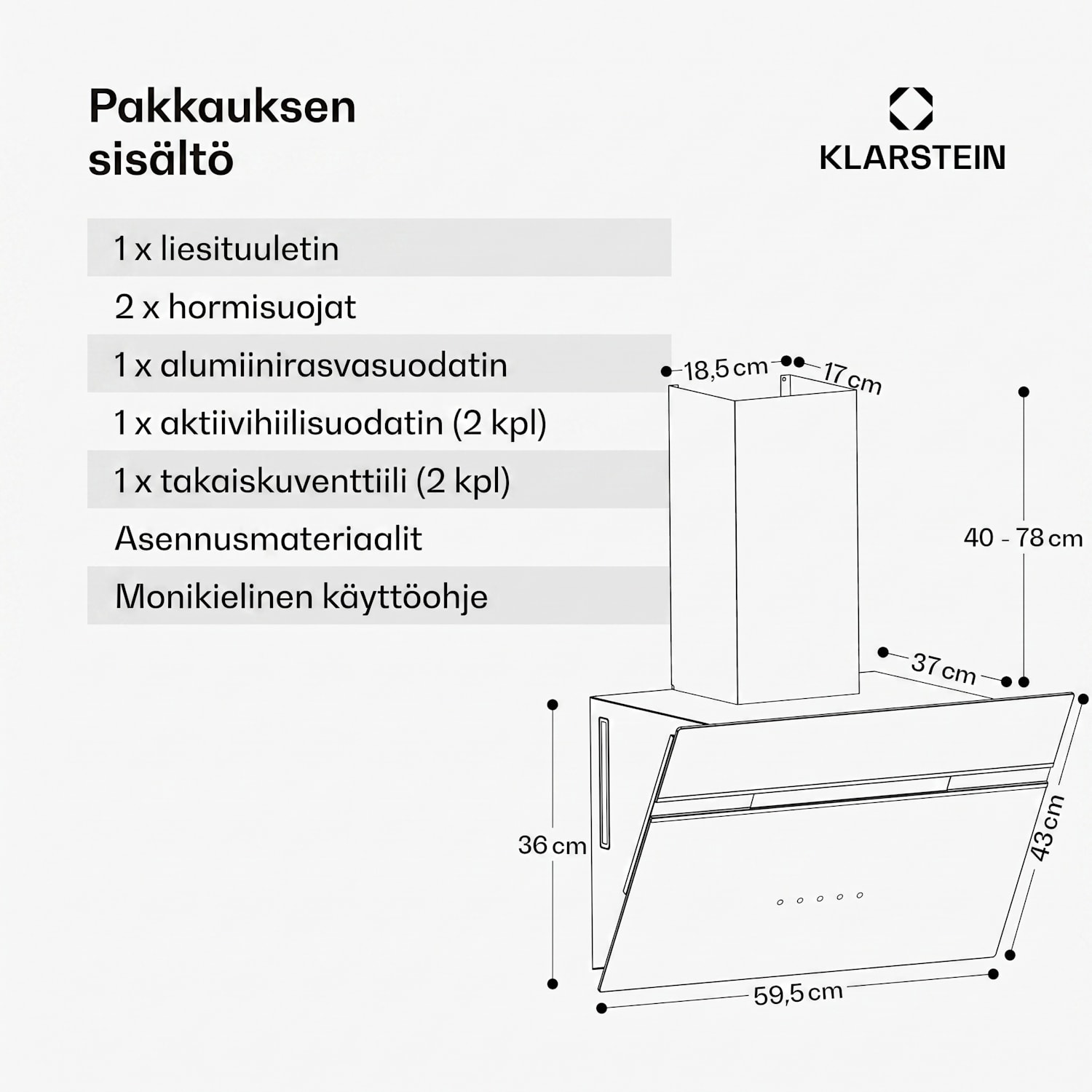 Alina liesituuletin | 60 cm | 600 m³/h | Hiljainen | EEK A 60 cm | Ei | Punainen / Hopea Metallinen