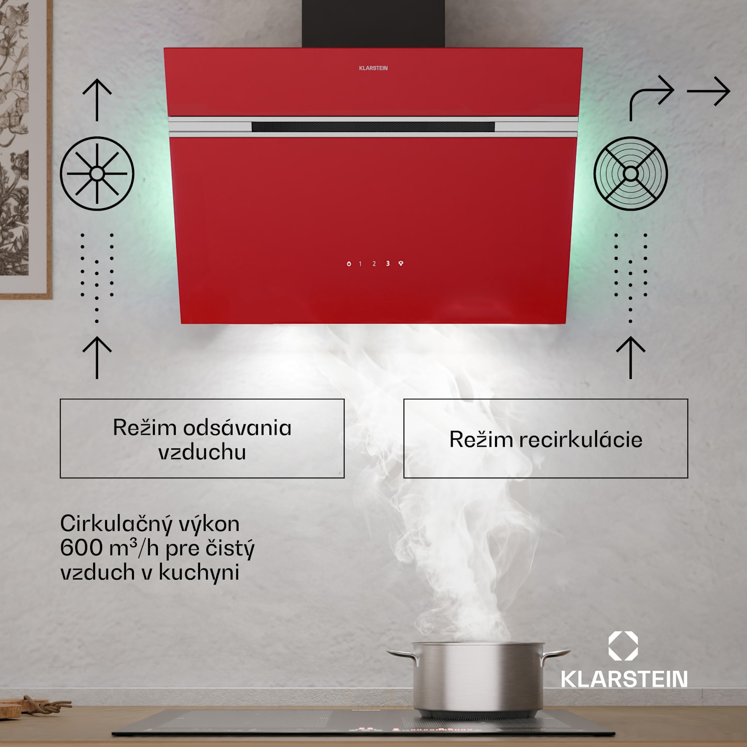 Alina digestor, 60 cm, 600 m³/h, Tichý, EEK A 60 cm | Červená