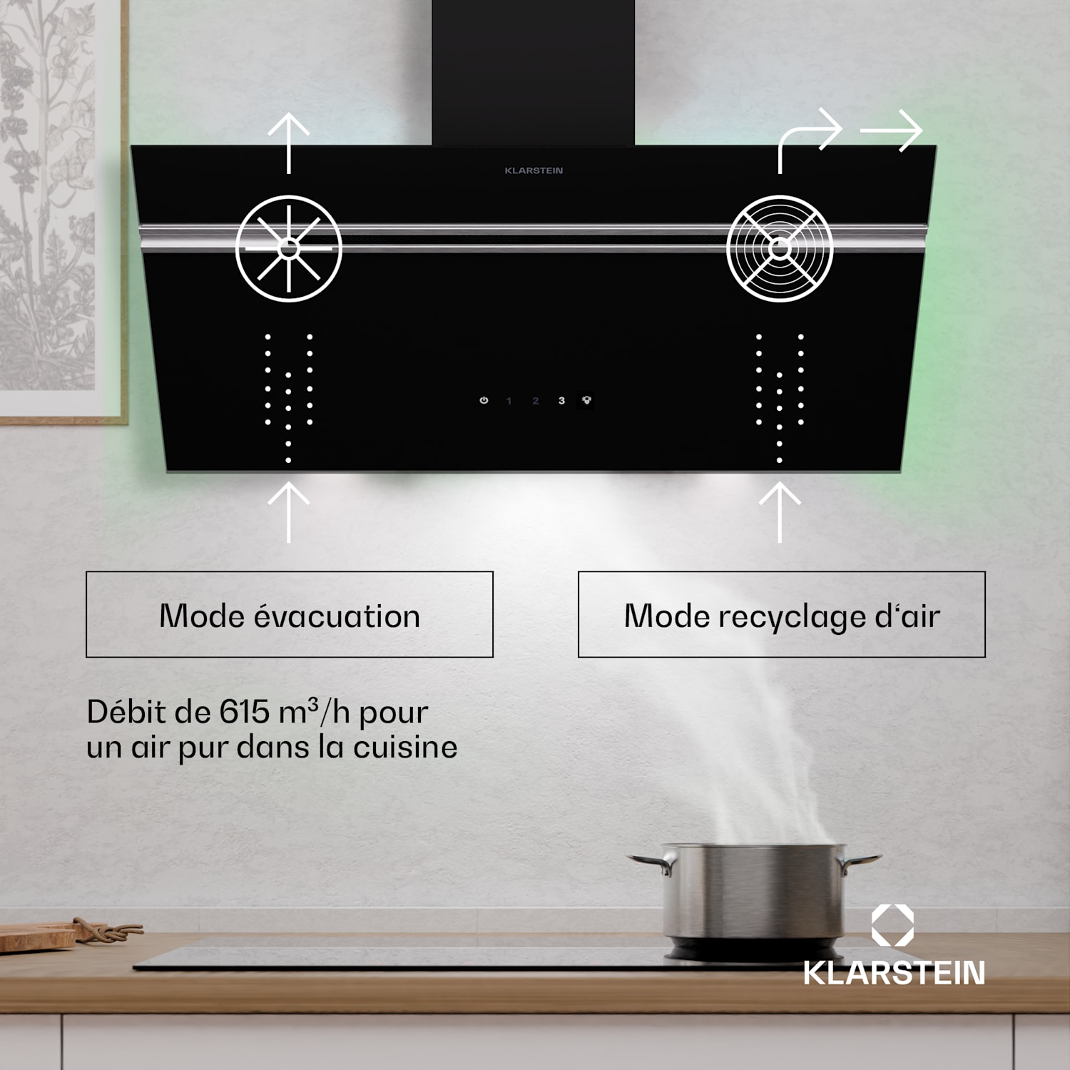 Alina afzuigkap | 80 cm | 600 m³/h | stil | EEK A 80 cm | Zwart