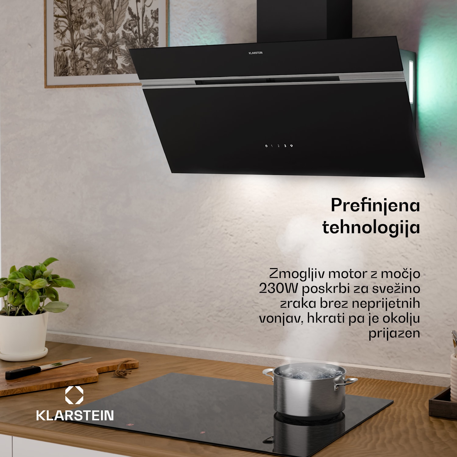 Alina napa, 80 cm, 600 m³/h, Quiet, EEC A 80 cm | Črna