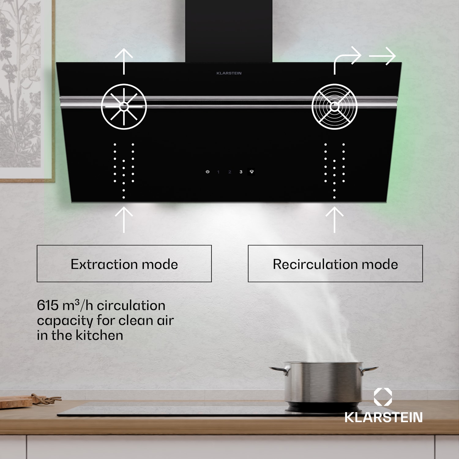 Alina afzuigkap | 80 cm | 600 m³/h | stil | EEK A 80 cm | Zwart