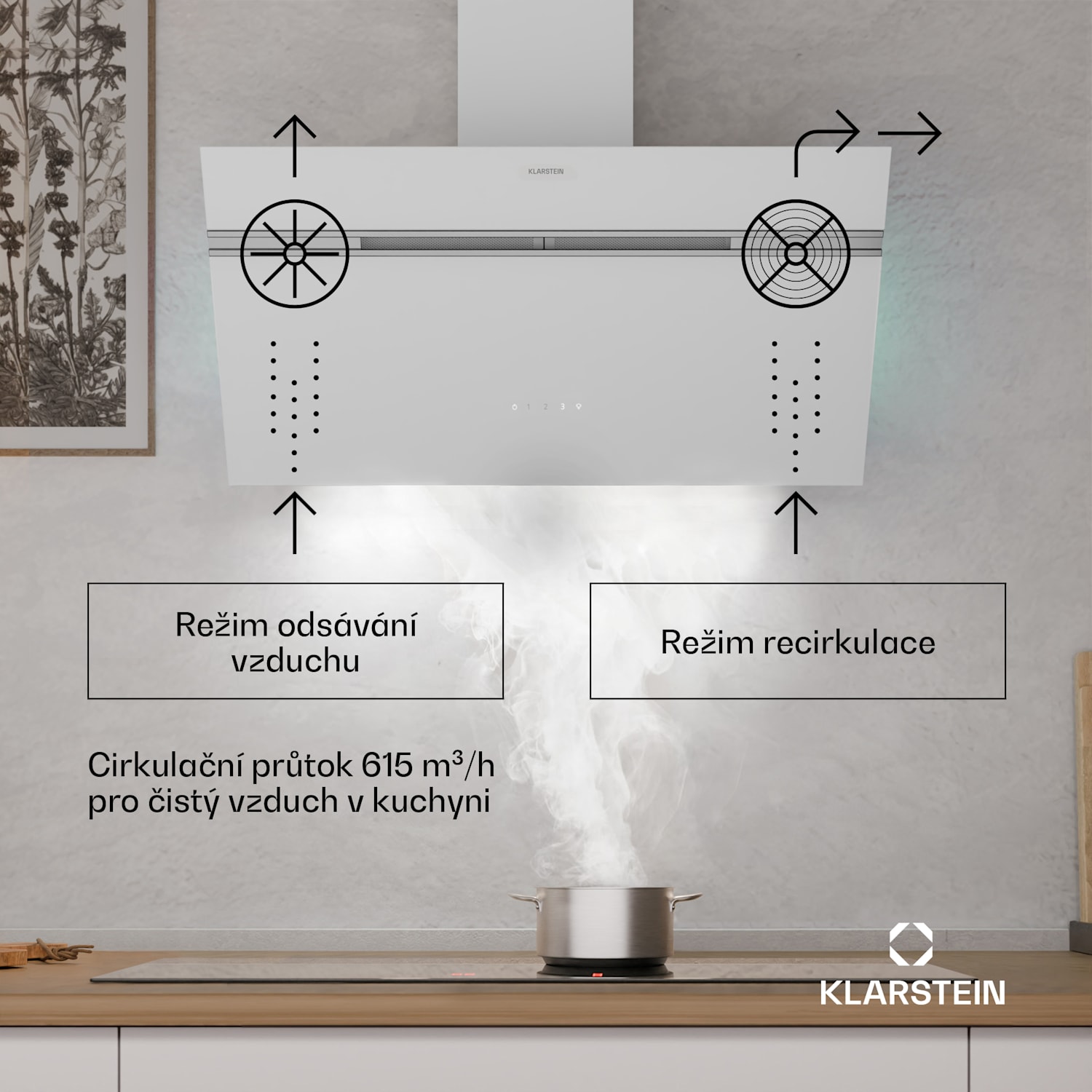 Alina digestoř, 80 cm, 600 m³/h, Tichý, EEK A 80 cm | Bílá