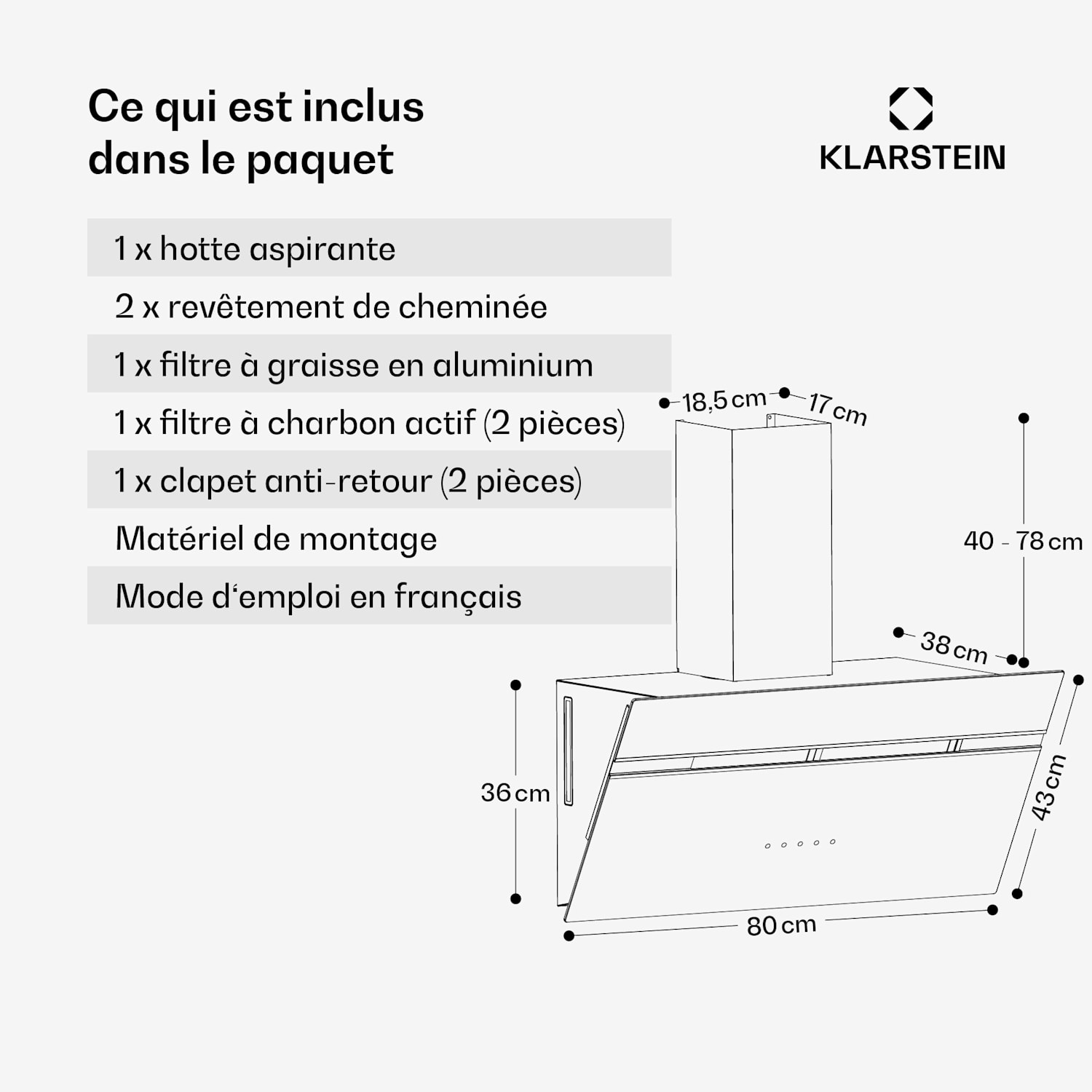 Alina afzuigkap | 80 cm | 600 m³/h | Stil | EEC A 80 cm | Wit