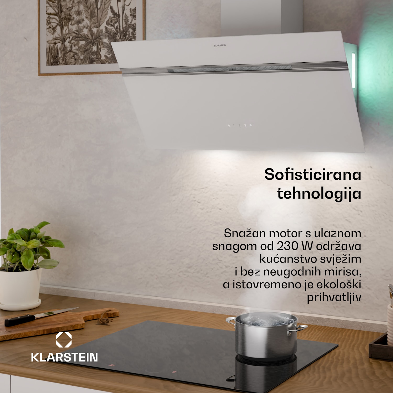 Alina kuhinjska napa, 80 cm, 600 m³/h, Tiha, EEK A 80 cm | Bijela