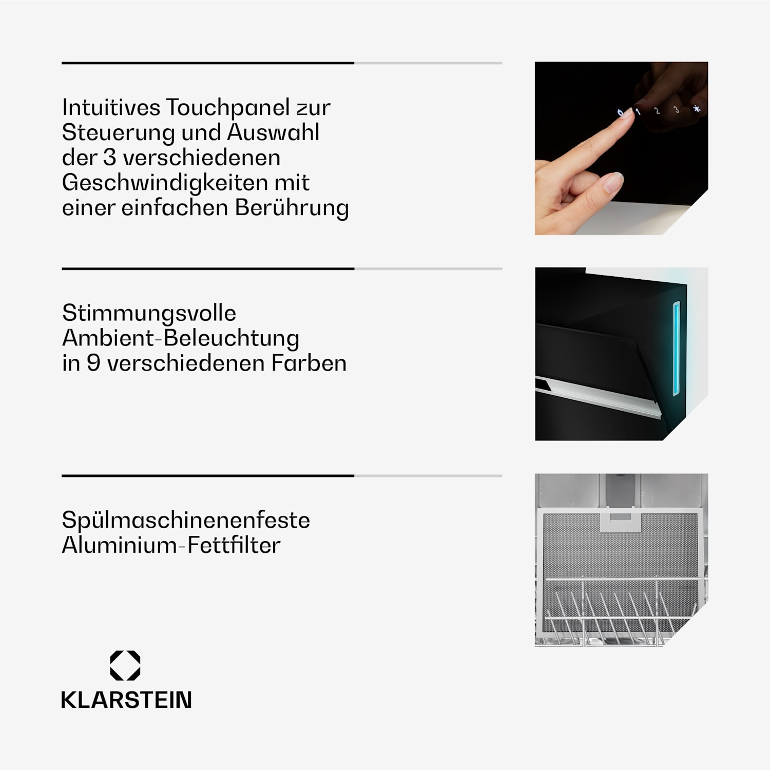 Alina Dunstabzugshaube | 90 cm | 615 m³/h | Leise | EEK A 