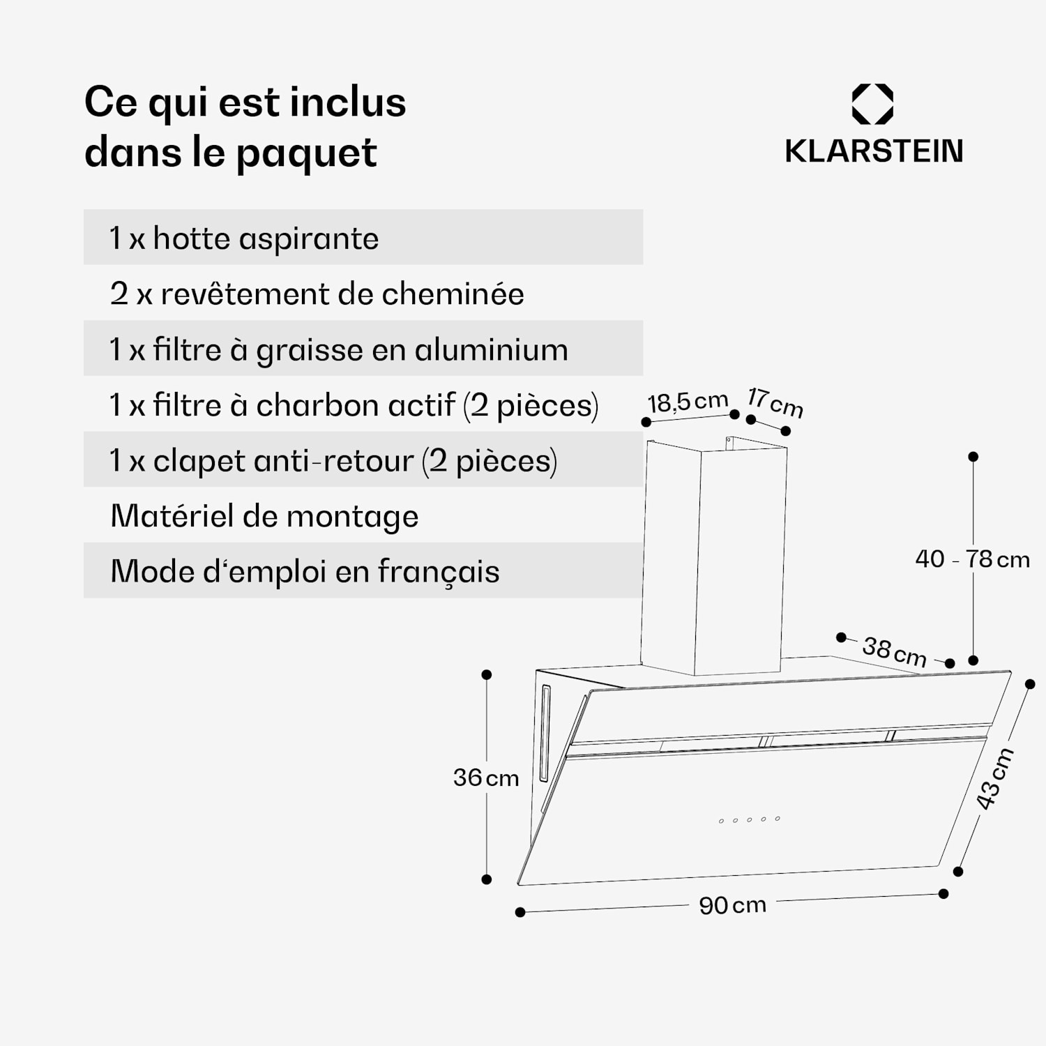 Alina afzuigkap | 90 cm |615 m³/h | stil | EEK A 