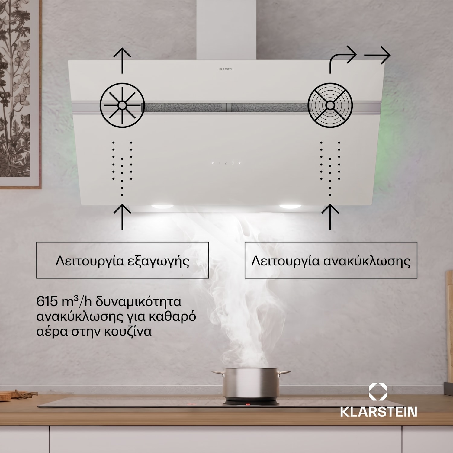 Απορροφητήρας Alina | 90 cm | 615 m³/h | Χαμηλού θορύβου | Ενεργειακή κλάση A 90 εκ | Οχι | Λευκό / Ασημί Μεταλλικό