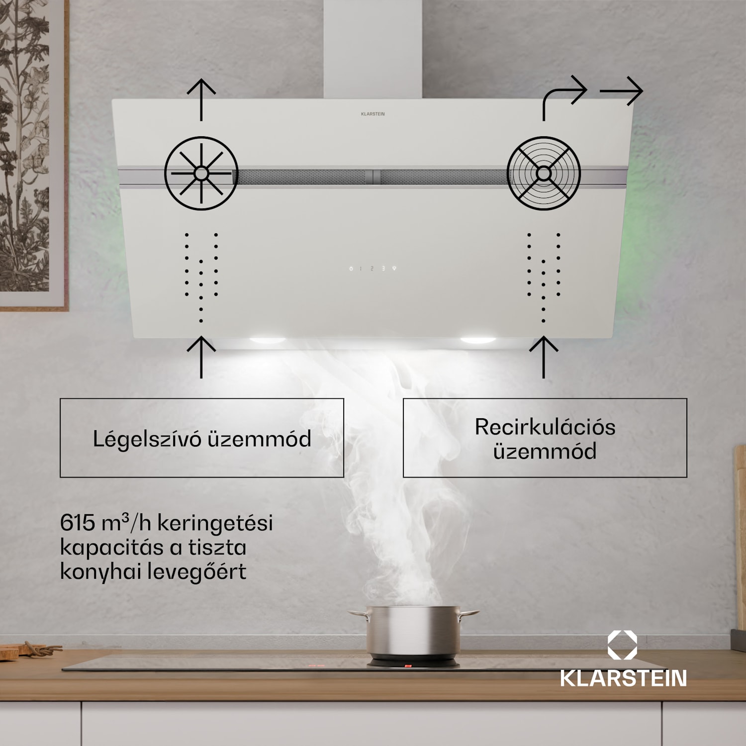 Alina szagelszívó, 90 cm, 615 m³/h, Csendes, EEK A 