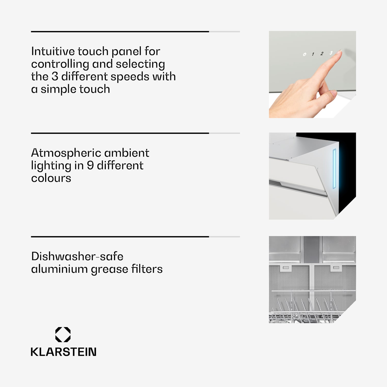 Exaustor Alina | 90 cm | 615 m³/h | silencioso | EEC A 