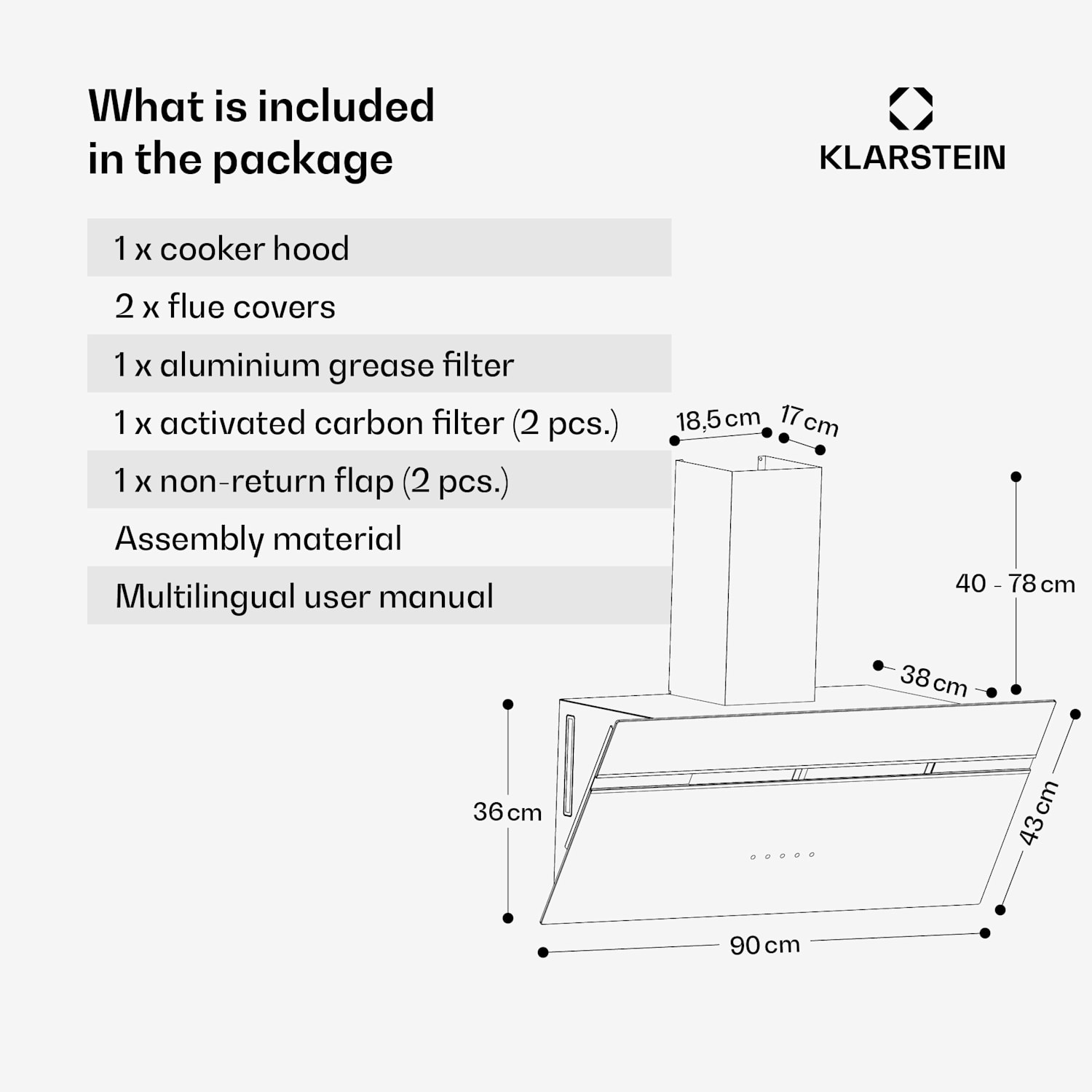 Exaustor Alina | 90 cm | 615 m³/h | silencioso | EEC A 