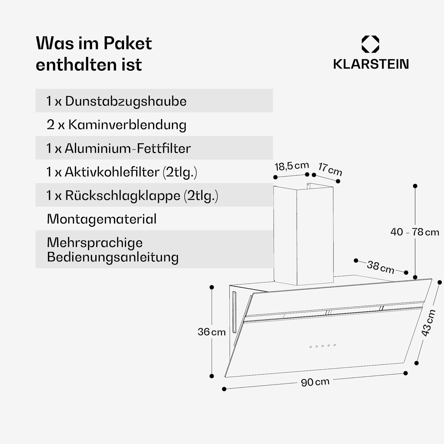 Alina hotte aspirante | 90 cm | Smart | 615 m³/h | Silencieuse | CEE A 