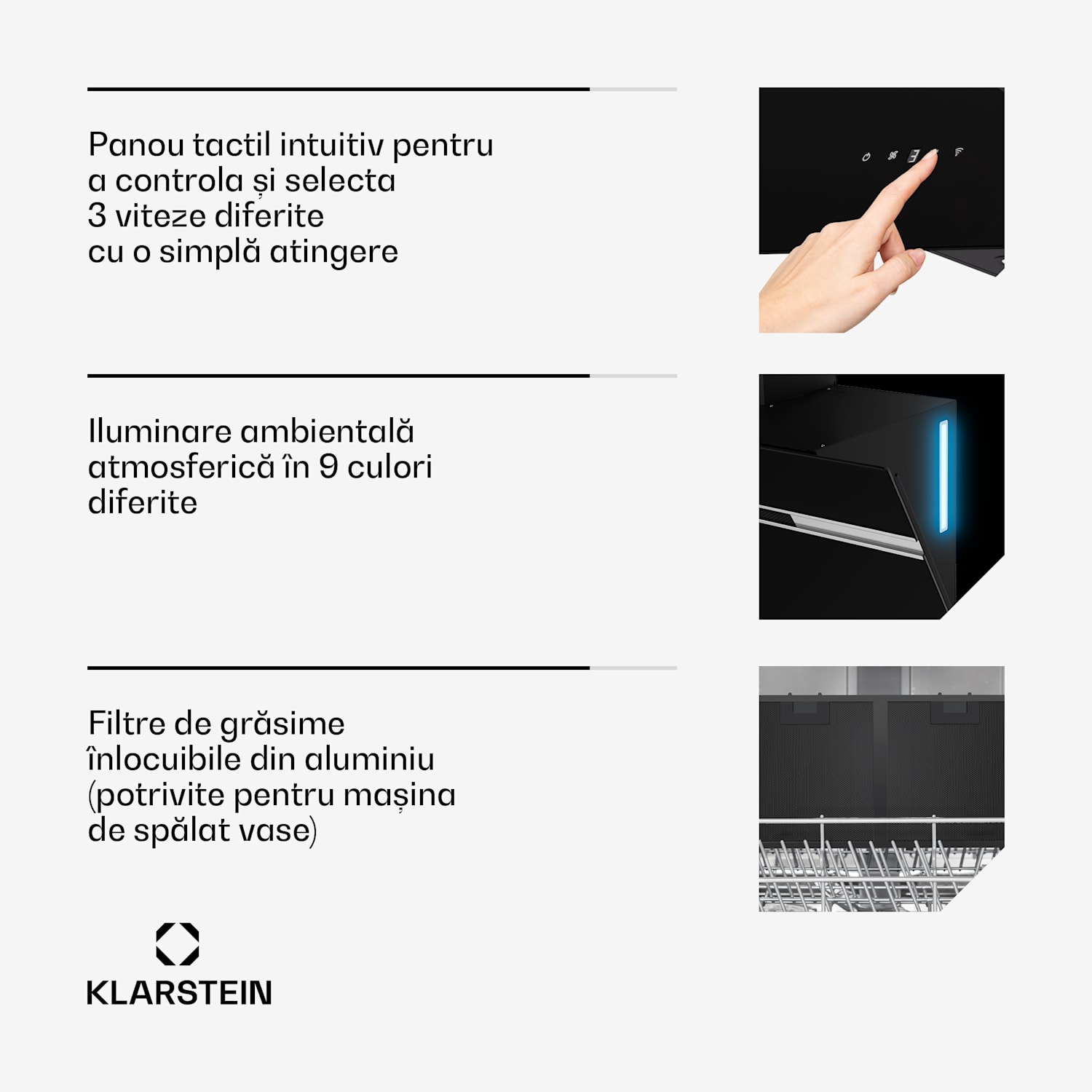 Hota Alina, 90 cm, Smart, 615 m³/h, Silențioasă, EEC A 