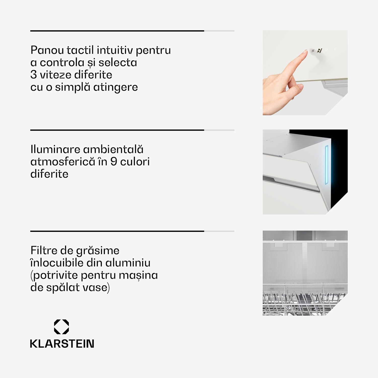 Hota Alina, 90 cm, Smart, 615 m³/h, Silențioasă, EEC A 