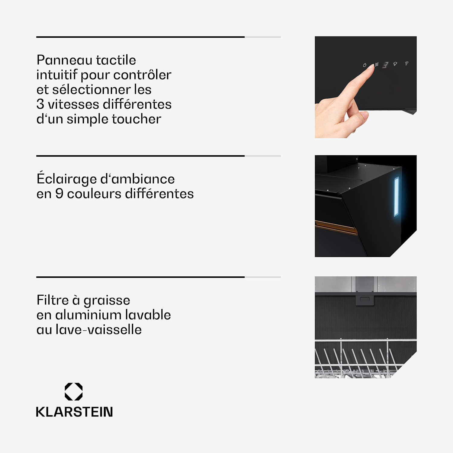 Alina hotte aspirante | 60 cm | 680 m³/h | Silencieuse | CEE A++ 